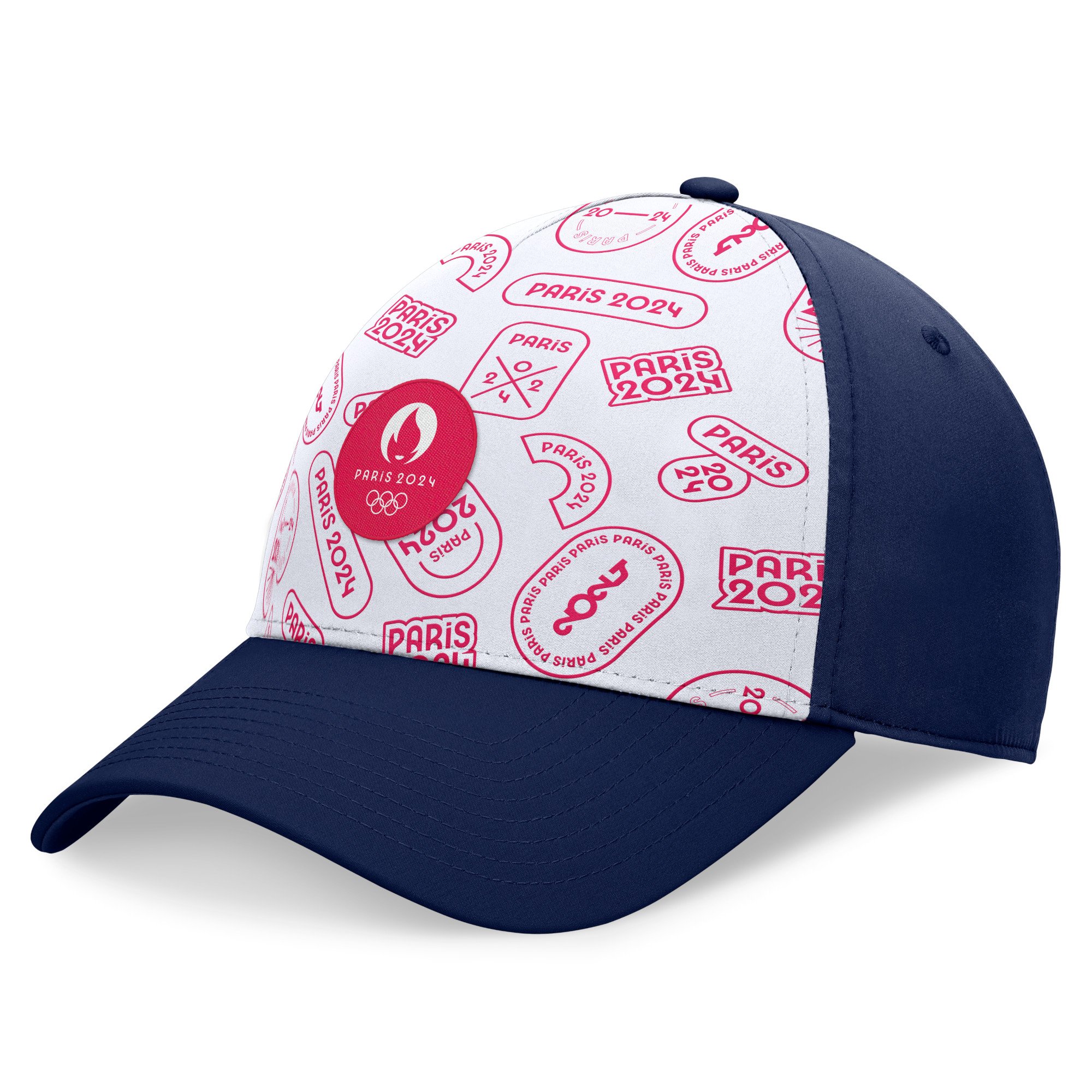 Cappellino elasticizzato a 5 pannelli delle Olimpiadi di Parigi 2024 - blu scuro