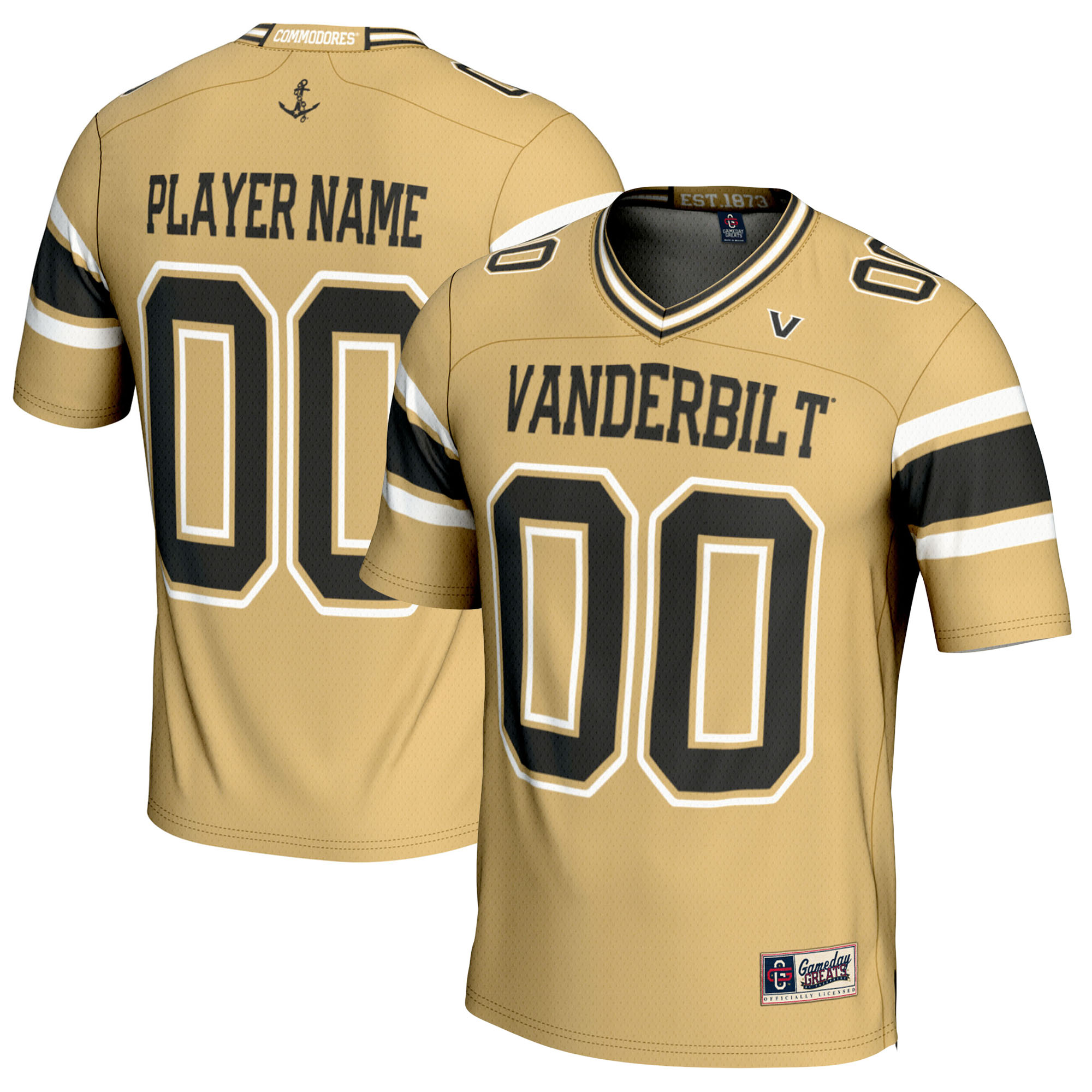 Men’s GameDay Greats Gold Vanderbilt Commodores NIL Pick-A-Player Football Jersey Men’s GameDay Greats Gold Vanderbilt Commodores NIL Pick-A-Player Football Jersey