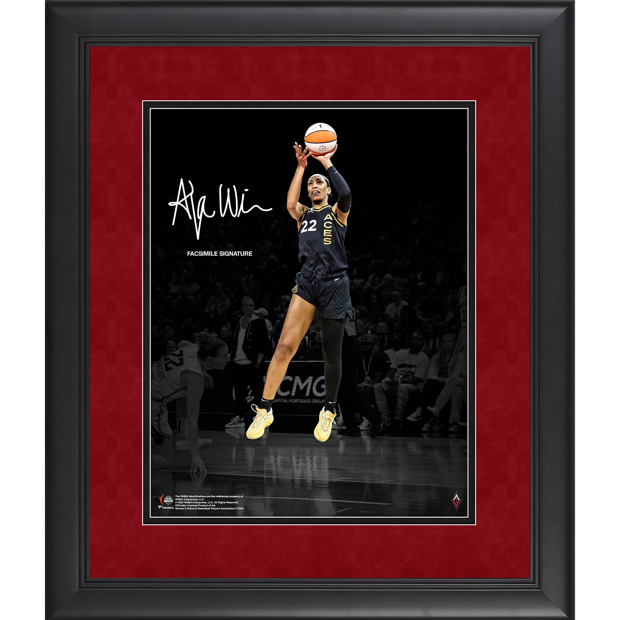 Fotografía enmarcada con la firma facsímil de A'ja Wilson de Las Vegas Aces de 11 x 14 pulgadas