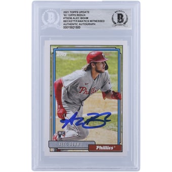 Alec Bohm Philadelphia Phillies Autographed 2021 Topps Series 1 #T92-36 Beckett Fanatics Witnessed Authenticated Rookie Card