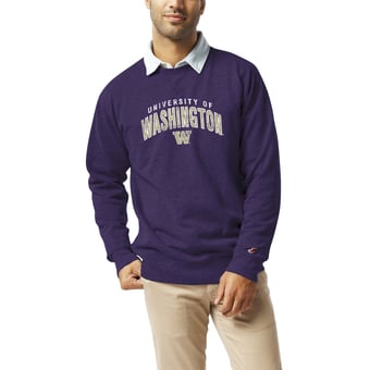 Men's League Collegiate Wear  Heather Purple Washington Huskies  Heritage Tri-Blend Pullover Sweatshirt