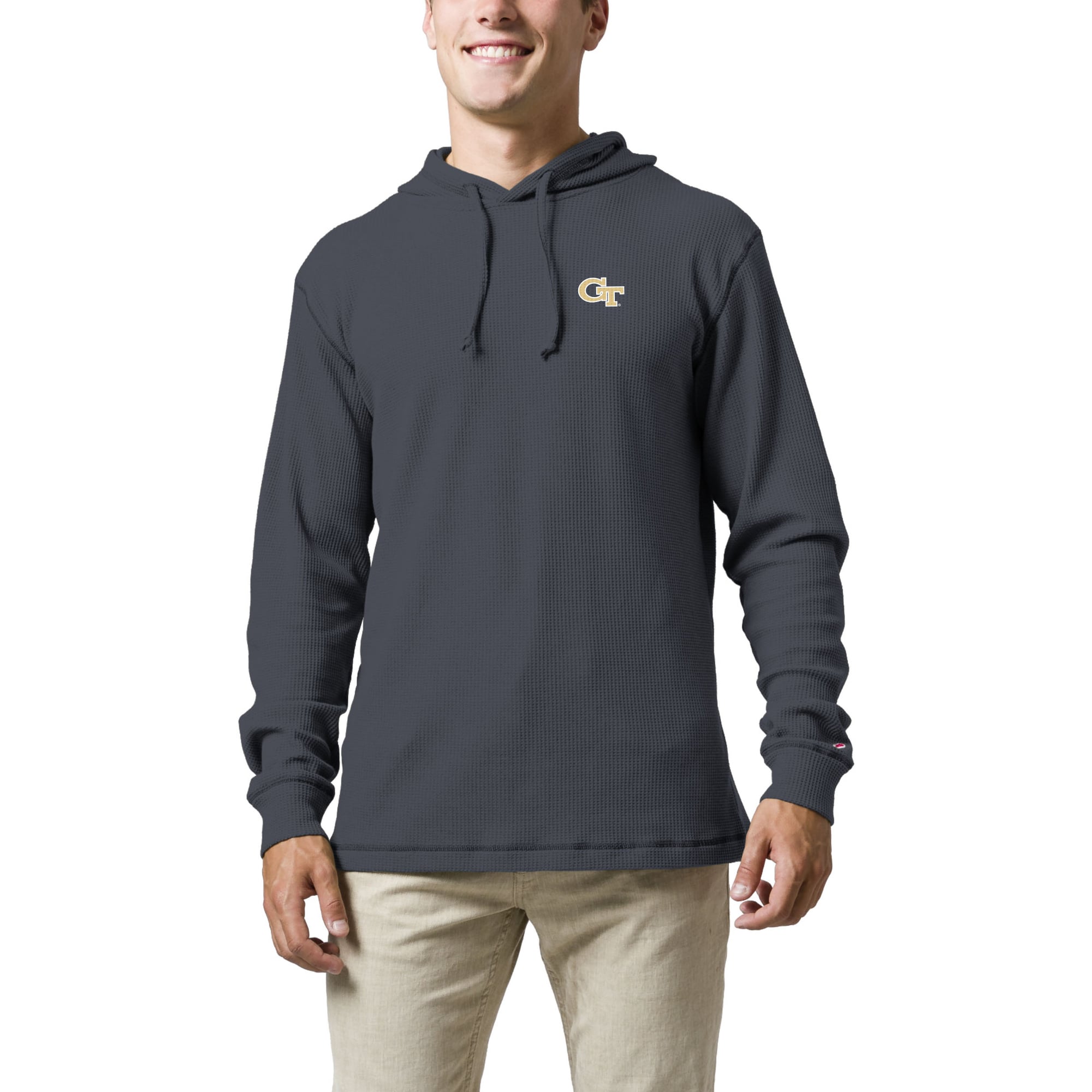 Men's League Collegiate Wear  Navy Georgia Tech Yellow Jackets  Waffle Knit Pullover Hoodie