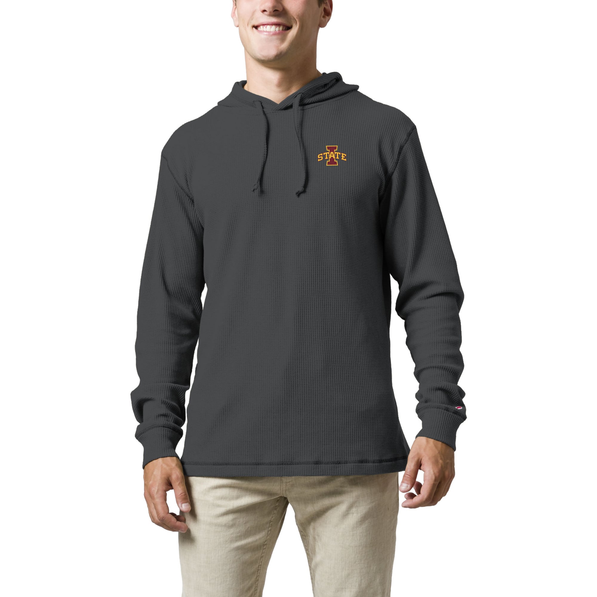 Men's League Collegiate Wear  Charcoal Iowa State Cyclones  Waffle Knit Pullover Hoodie