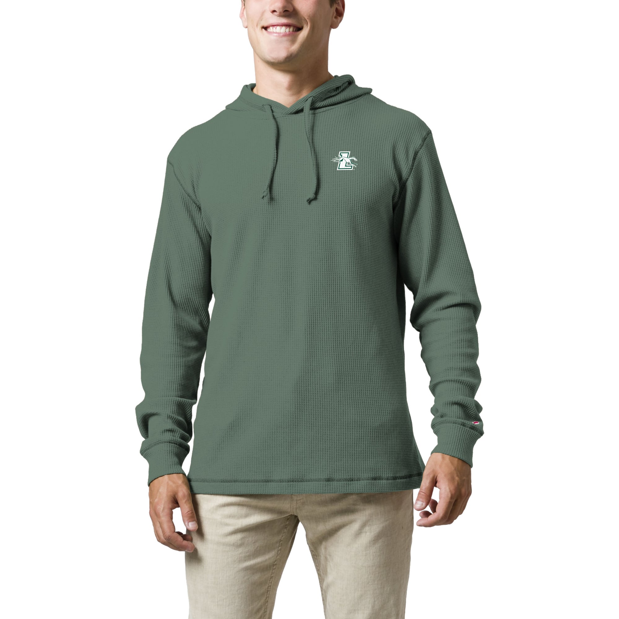 Men's League Collegiate Wear  Green Loyola Greyhounds  Waffle Knit Pullover Hoodie