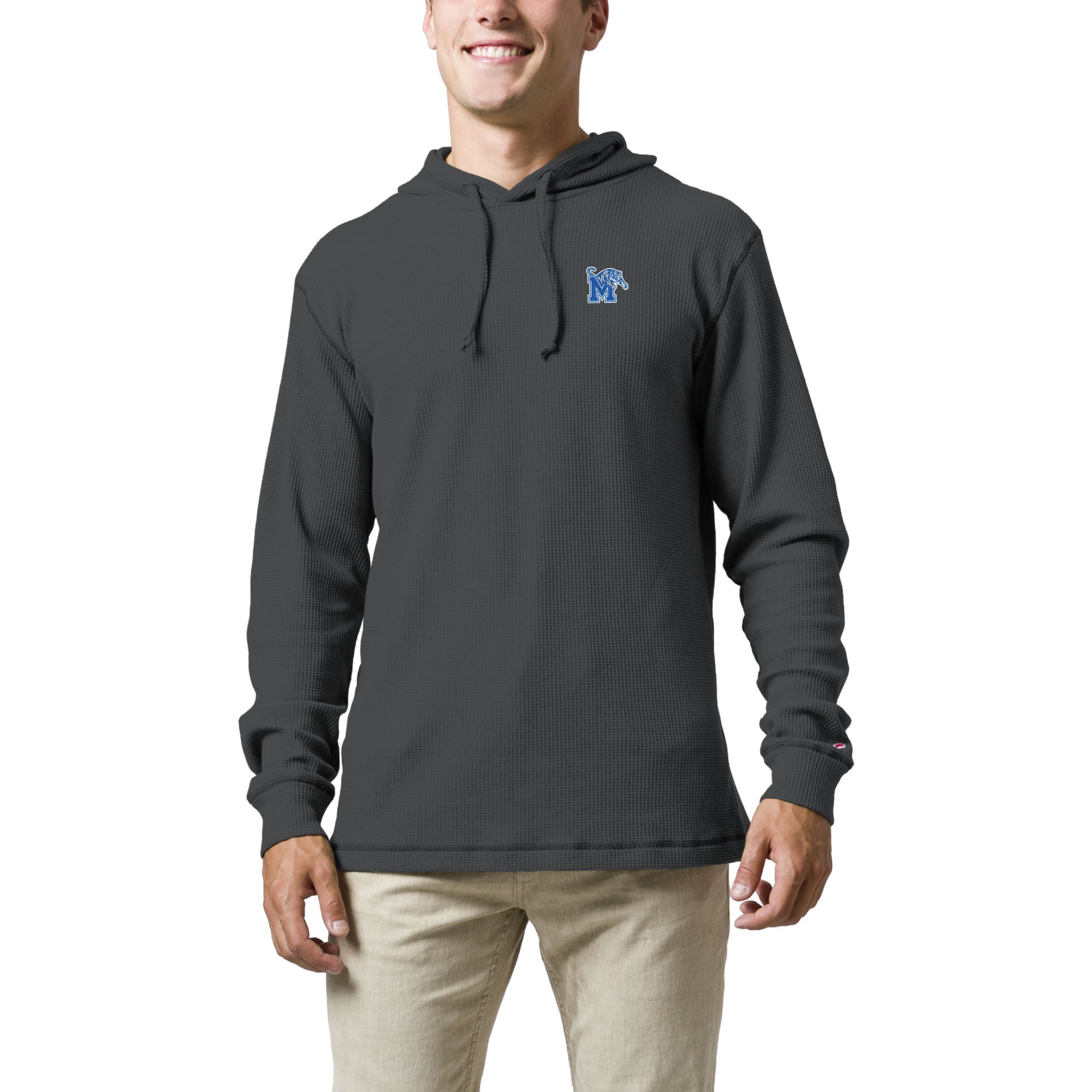 Men's League Collegiate Wear  Charcoal Memphis Tigers  Waffle Knit Pullover Hoodie