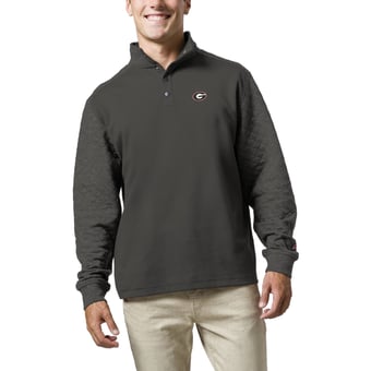 Men's League Collegiate Wear  Charcoal Georgia Bulldogs  Fleece Quarter Snap Up Pullover Sweatshirt