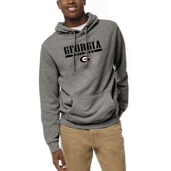 Men's League Collegiate Wear  Heather Gray Georgia Bulldogs  Heritage Tri-Blend Pullover Hoodie