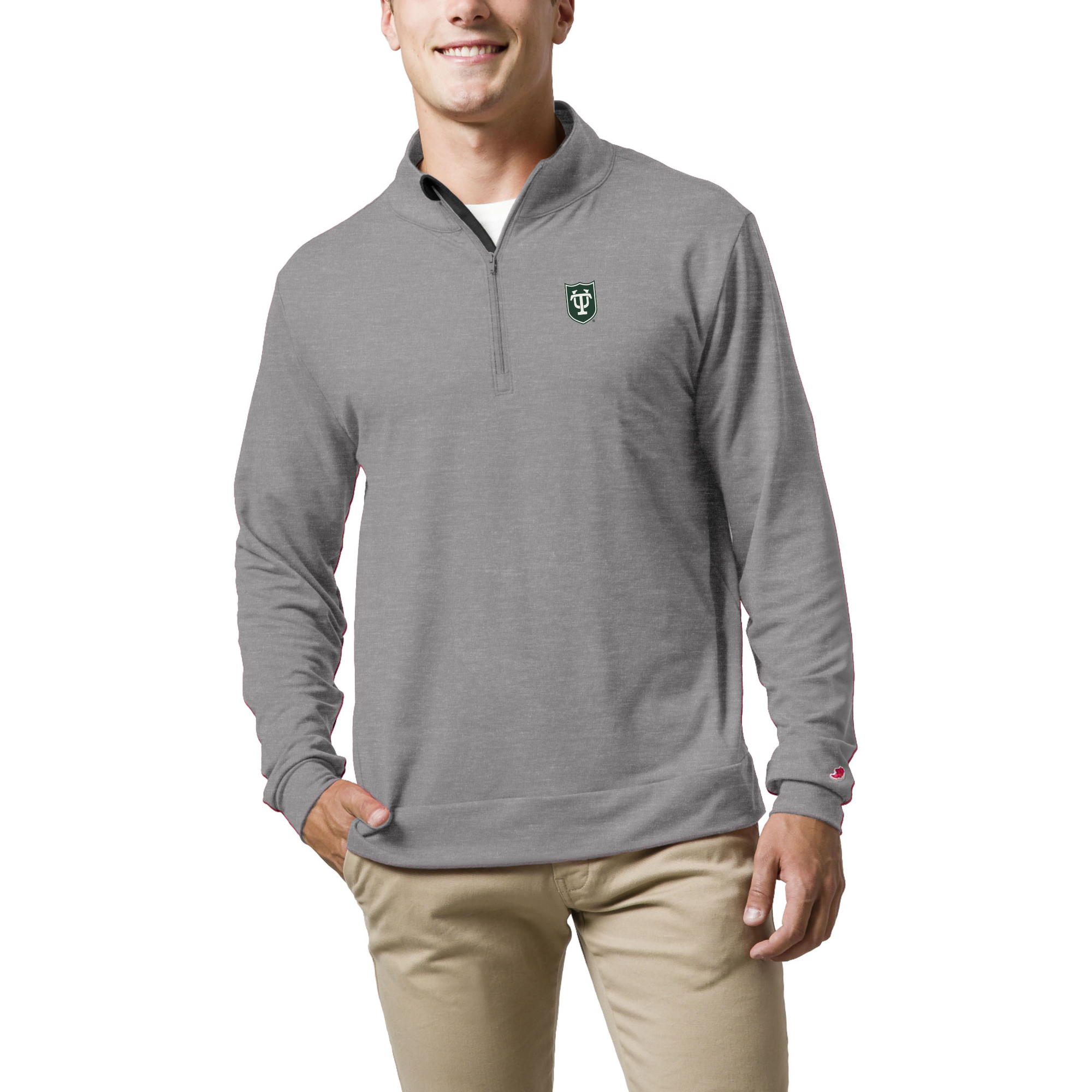 Men’s League Collegiate Wear Gray Tulane Green Wave All Day Quarter-Zip Pullover Top