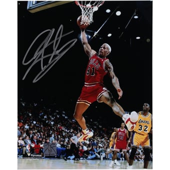 Dennis Rodman Chicago Bulls Autographed 8" x 10" Rebound vs. Los Angeles Lakers Photograph