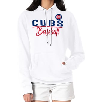 Women's G-III 4Her by Carl Banks  White Chicago Cubs Team Fleece Pullover Hoodie