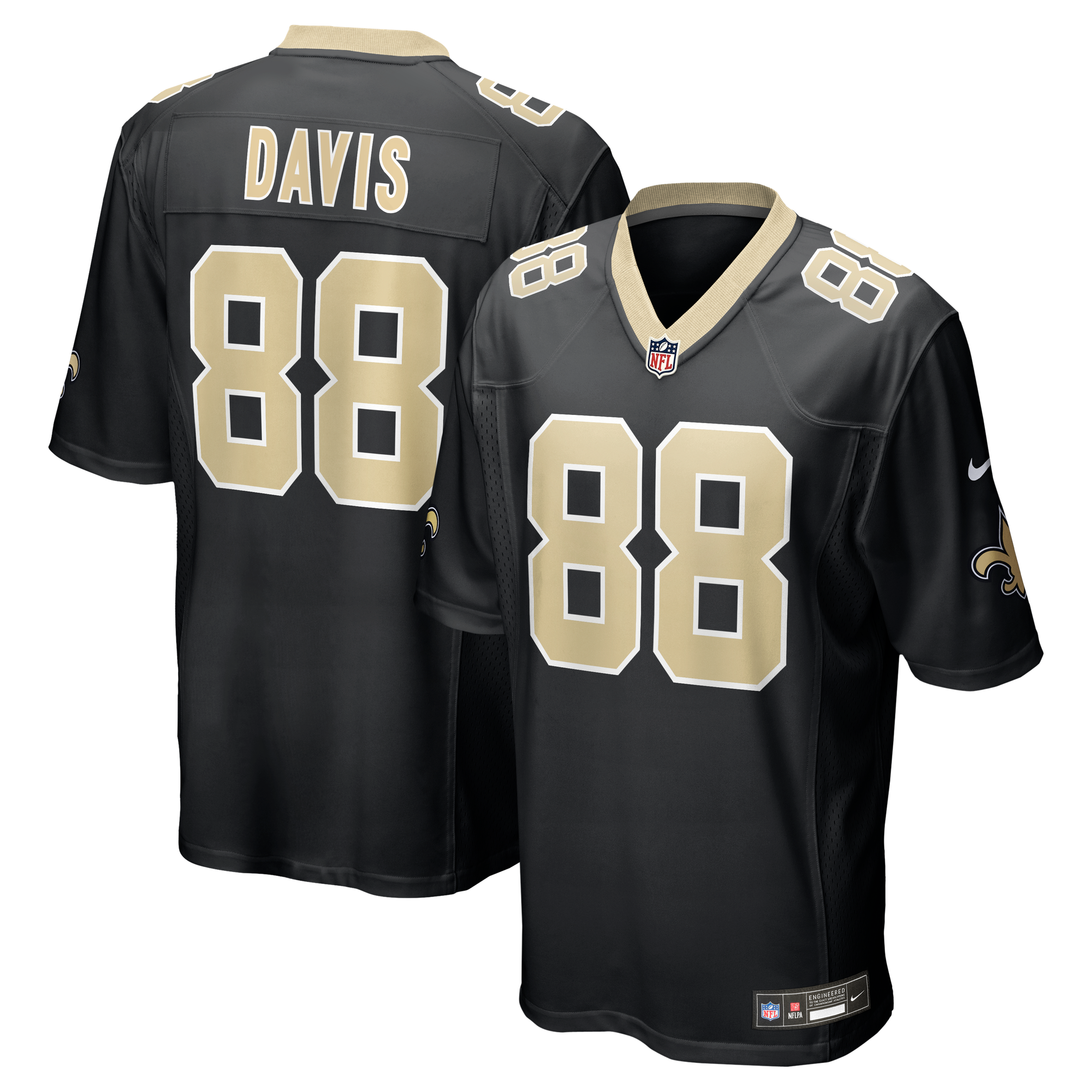 Jersey de Juego para Hombre Nike Shaquan Davis Negro de los New Orleans Saints