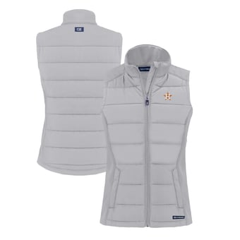Women's Cutter & Buck  Gray Houston Astros Evoke Hybrid Eco Softshell Recycled Full-Zip Vest