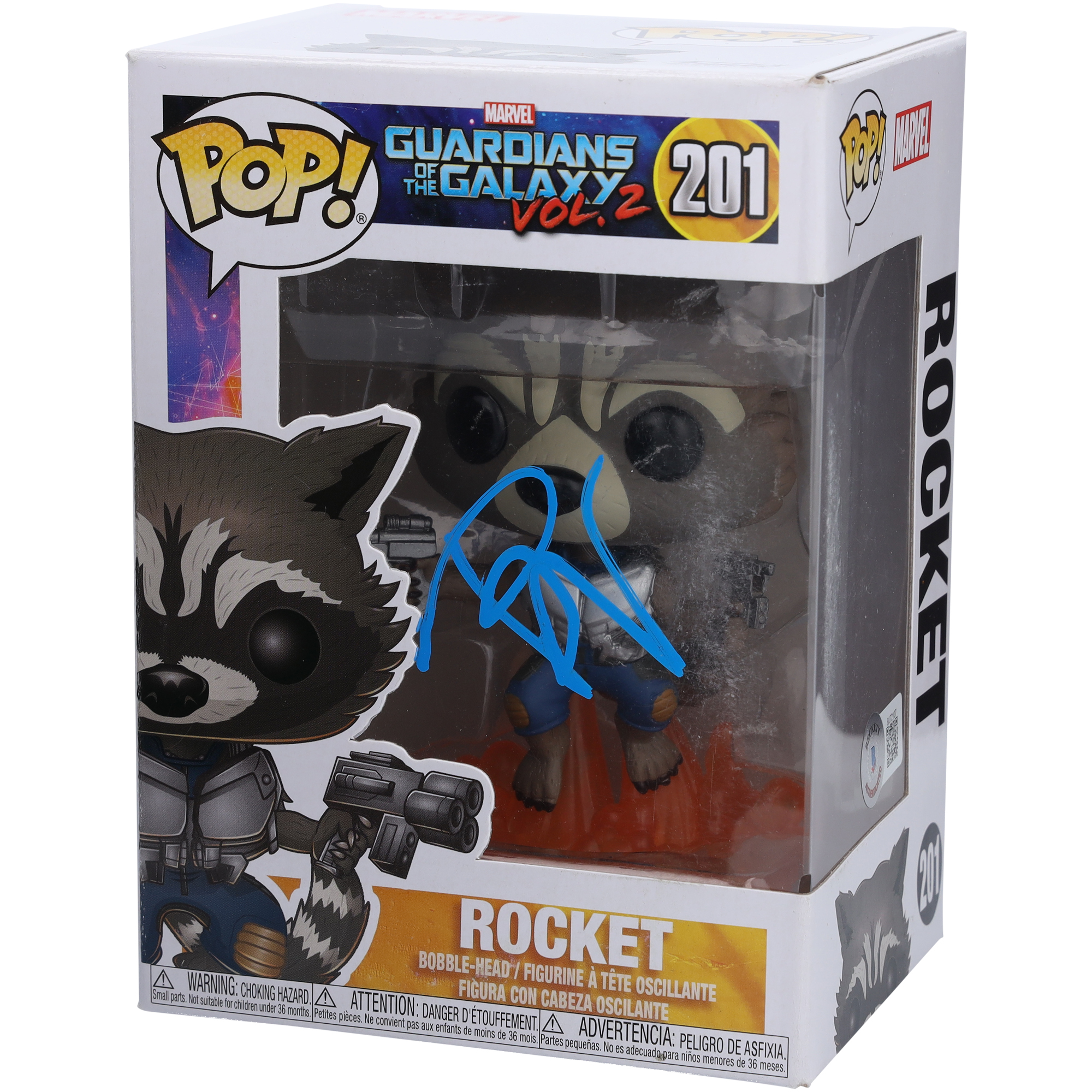 Bradley Cooper Guardians of the Galaxy Vol. 2 Autographed Rocket #201 Funko Pop! Vinyl Figure