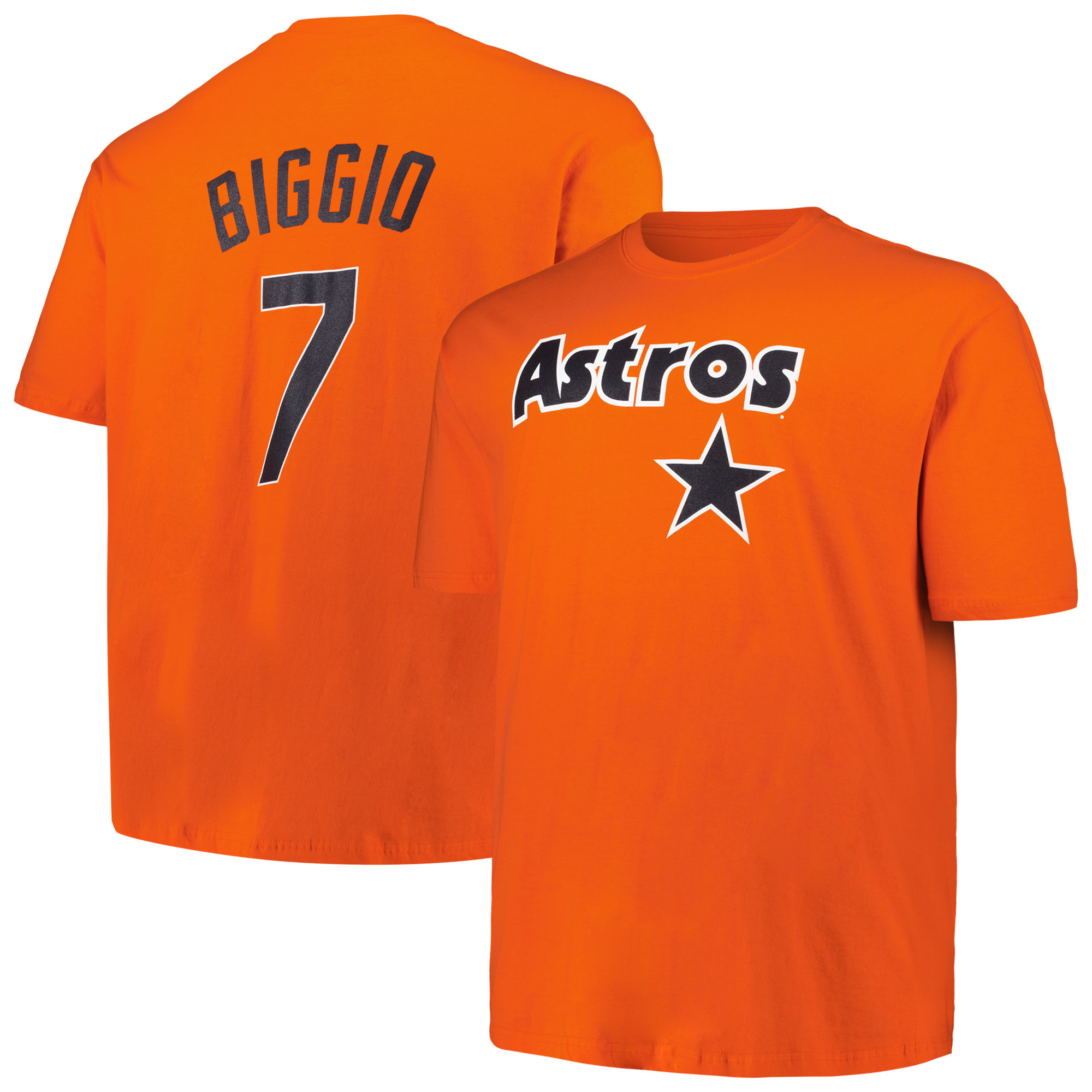 Men's Profile Craig Biggio Orange Houston Astros Big & Tall Cooperstown Collection Player Name & Number T-Shirt