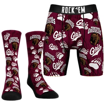 Men's Rock Em Socks  Montana Grizzlies All-Over Underwear and Crew Socks Combo Pack