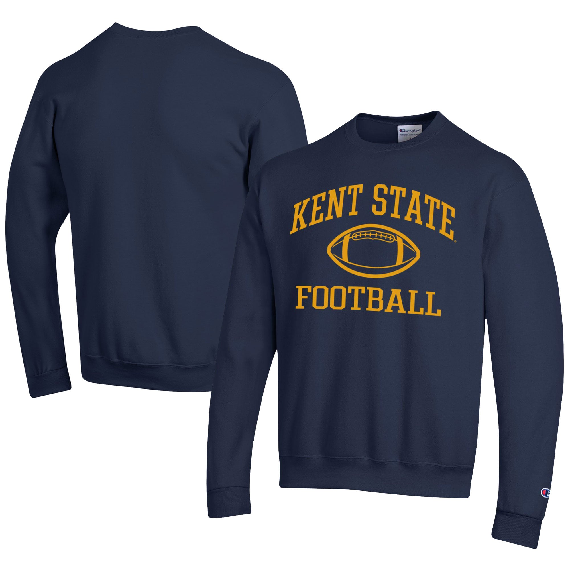 Men's Champion  Navy Kent State Golden Flashes Football Powerblend Pullover Sweatshirt