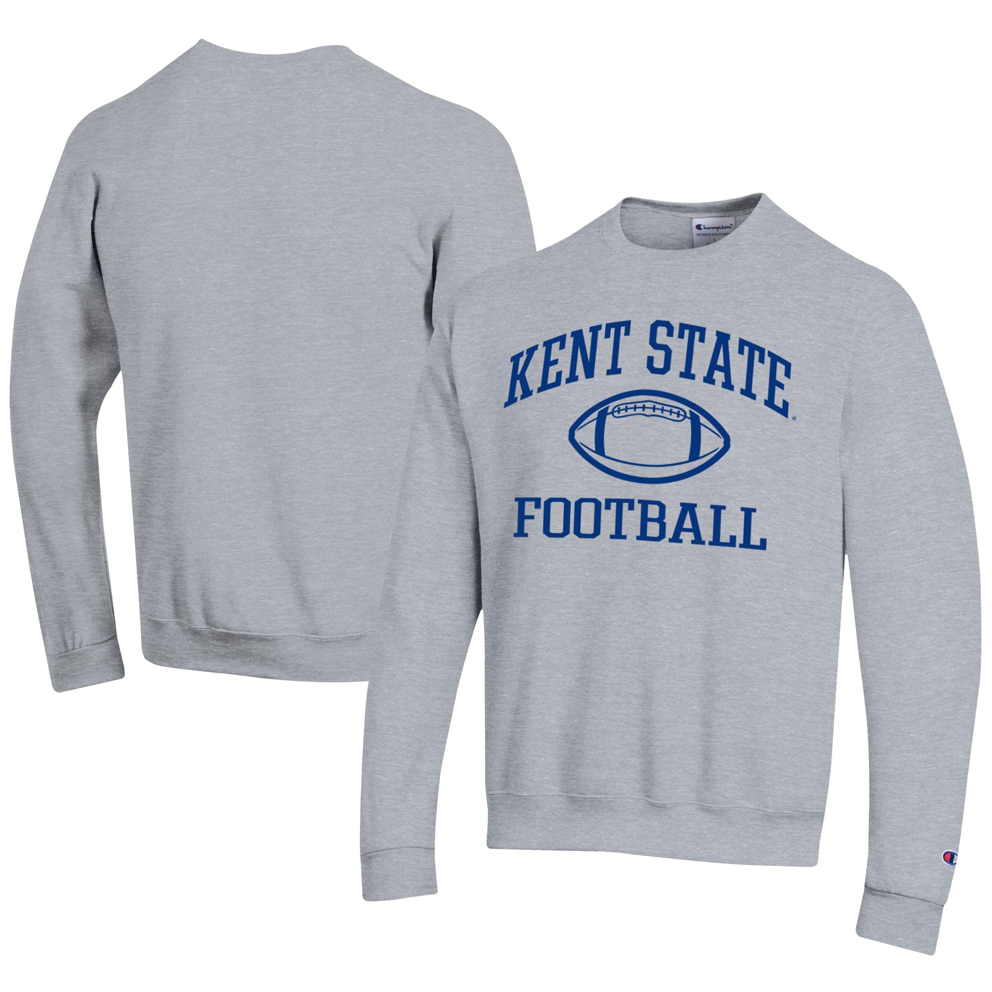 Men's Champion  Gray Kent State Golden Flashes Football Powerblend Pullover Sweatshirt