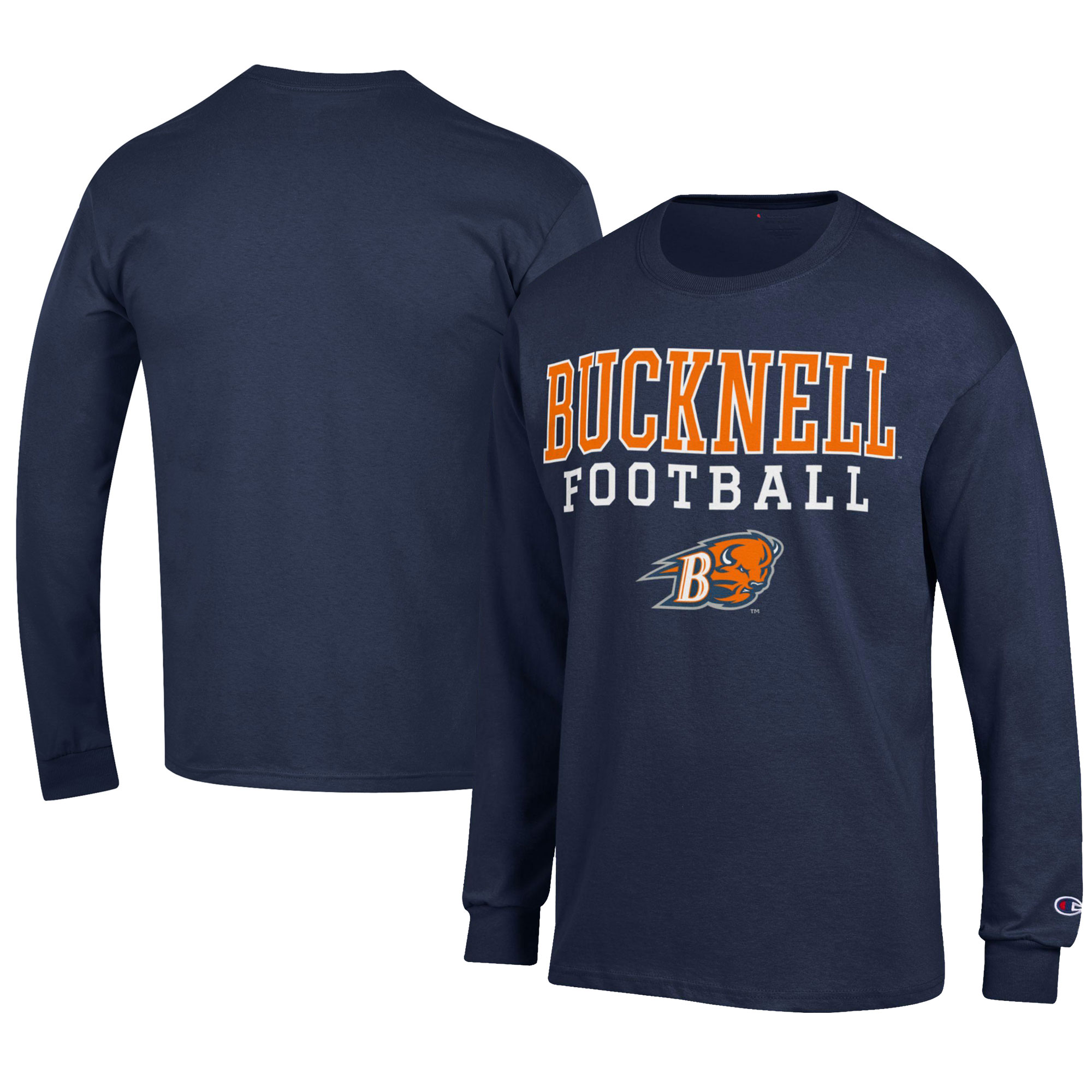 Men’s Champion Navy Bucknell Bison Football Jersey Long Sleeve T-Shirt Men’s Champion Navy Bucknell Bison Football Jersey Long Sleeve T-Shirt