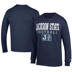 Men's Champion  Navy Jackson State Tigers Football Jersey Long Sleeve T-Shirt