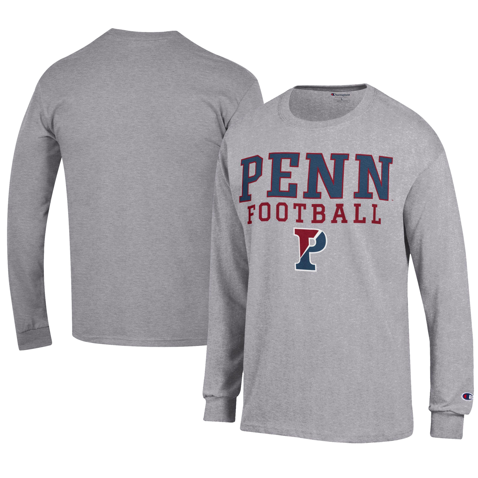 Men’s Champion Gray Pennsylvania Quakers Football Jersey Long Sleeve T-Shirt Men’s Champion Gray Pennsylvania Quakers Football Jersey Long Sleeve T-Shirt