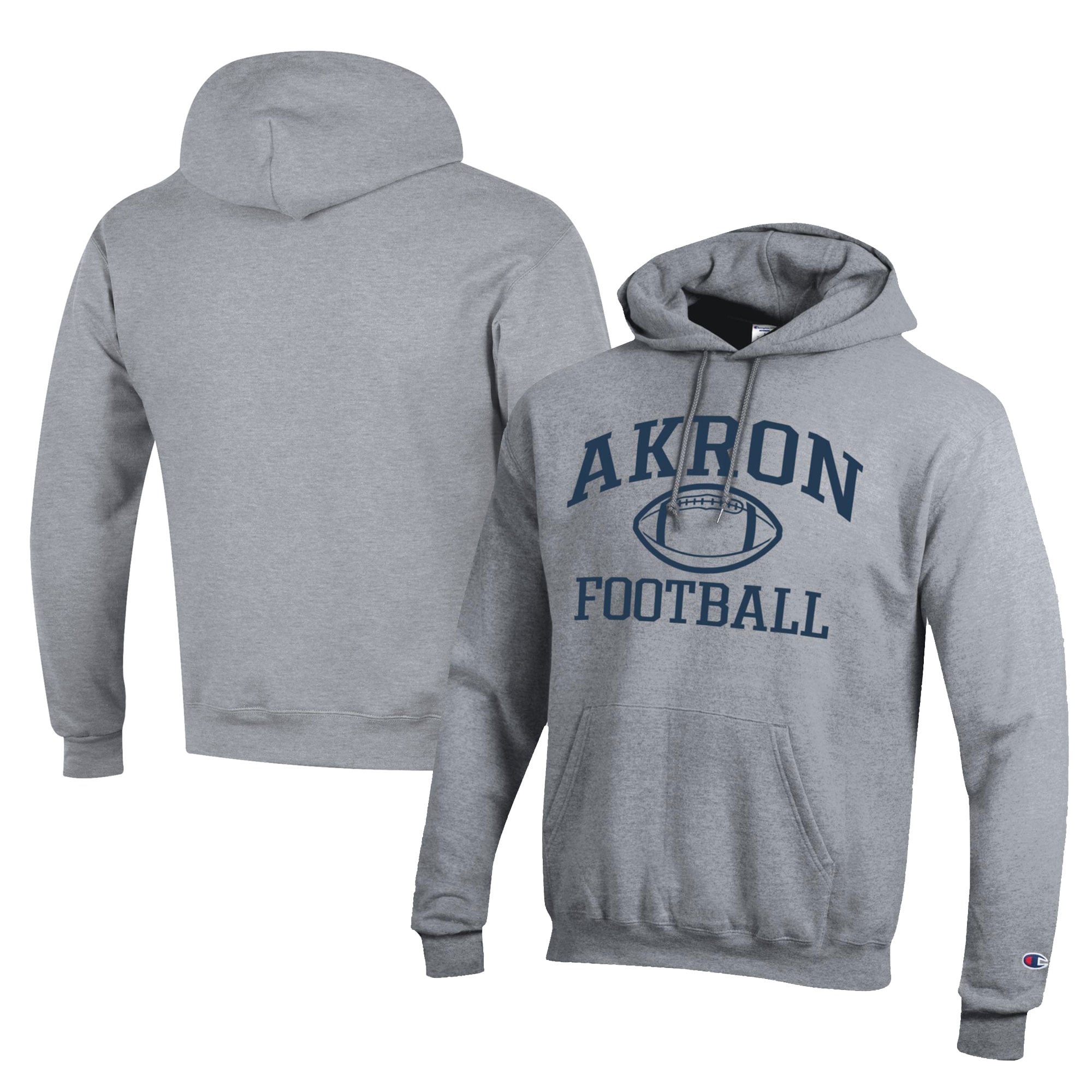 Men's Champion  Gray Akron Zips Football Eco Powerblend Pullover Hoodie
