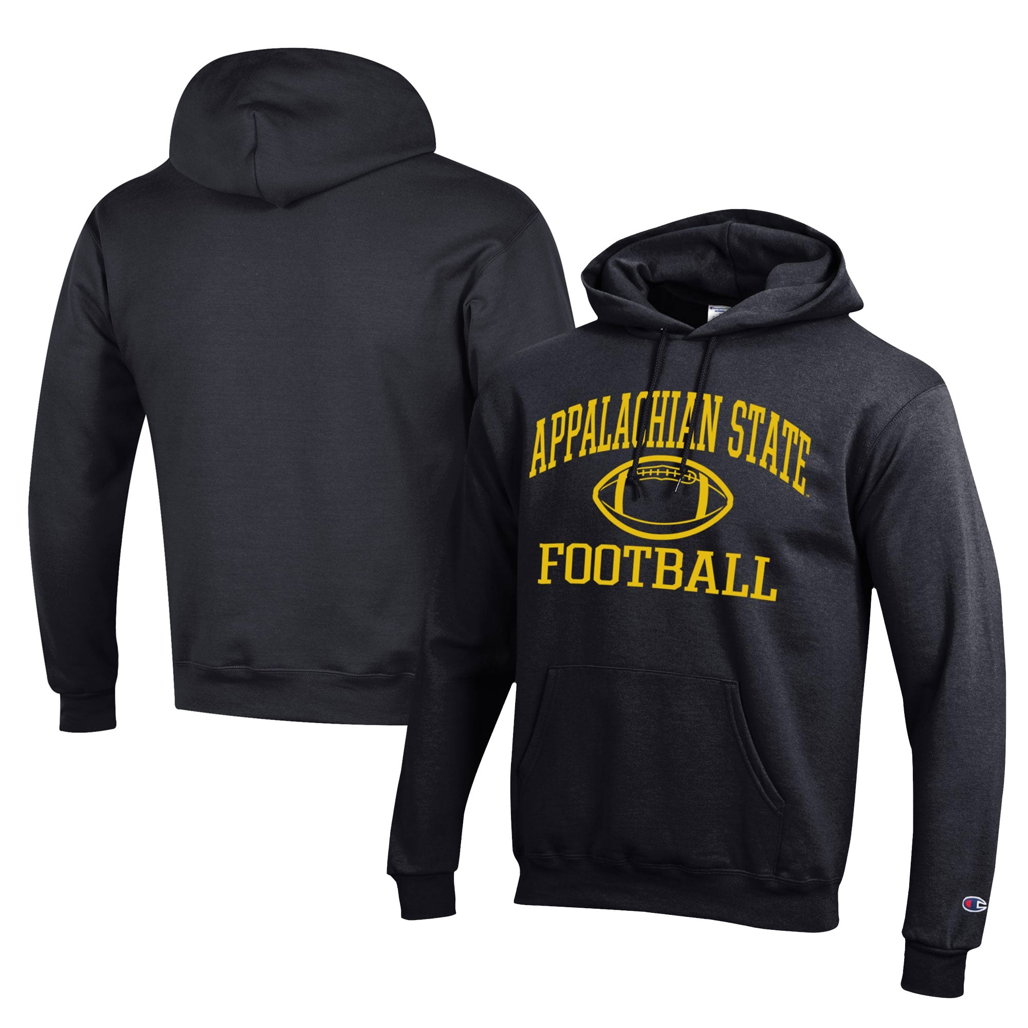 Men's Champion  Black Appalachian State Mountaineers Football Eco Powerblend Pullover Hoodie