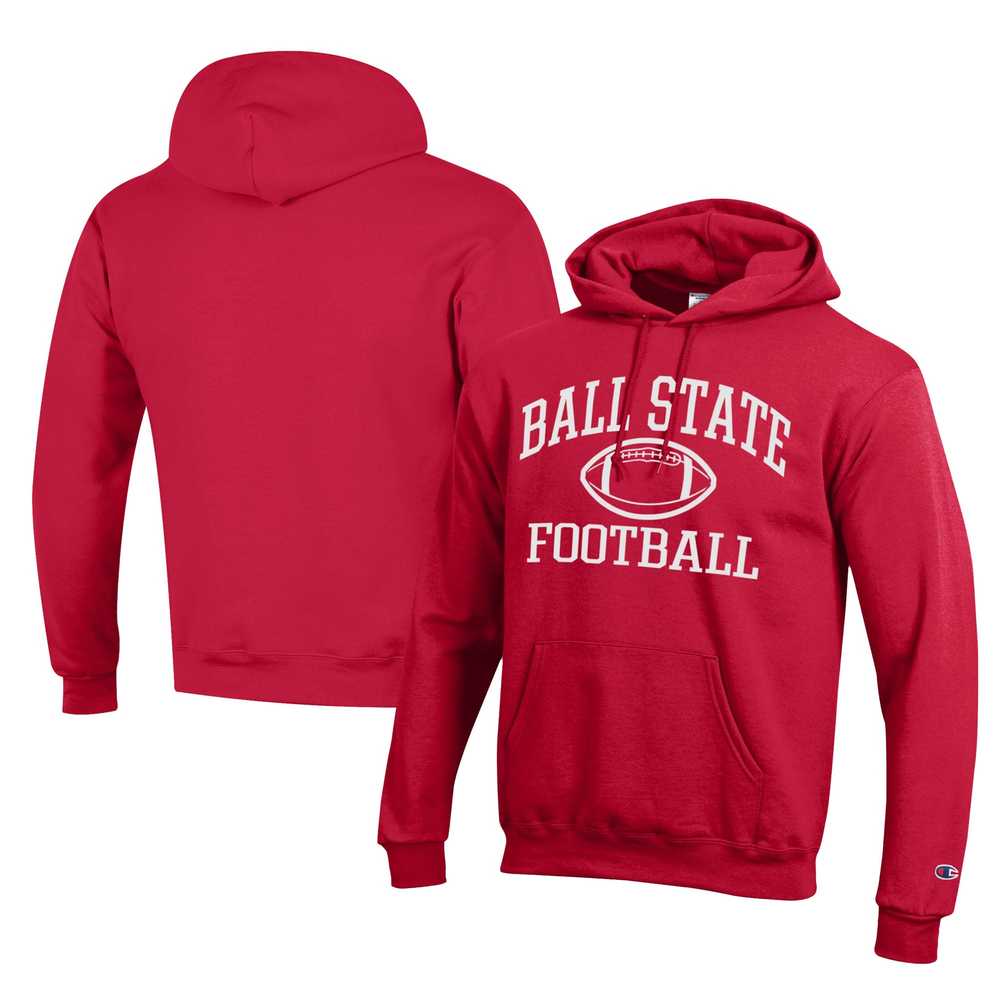 Men's Champion Cardinal Ball State Cardinals Football Eco Powerblend Pullover Hoodie