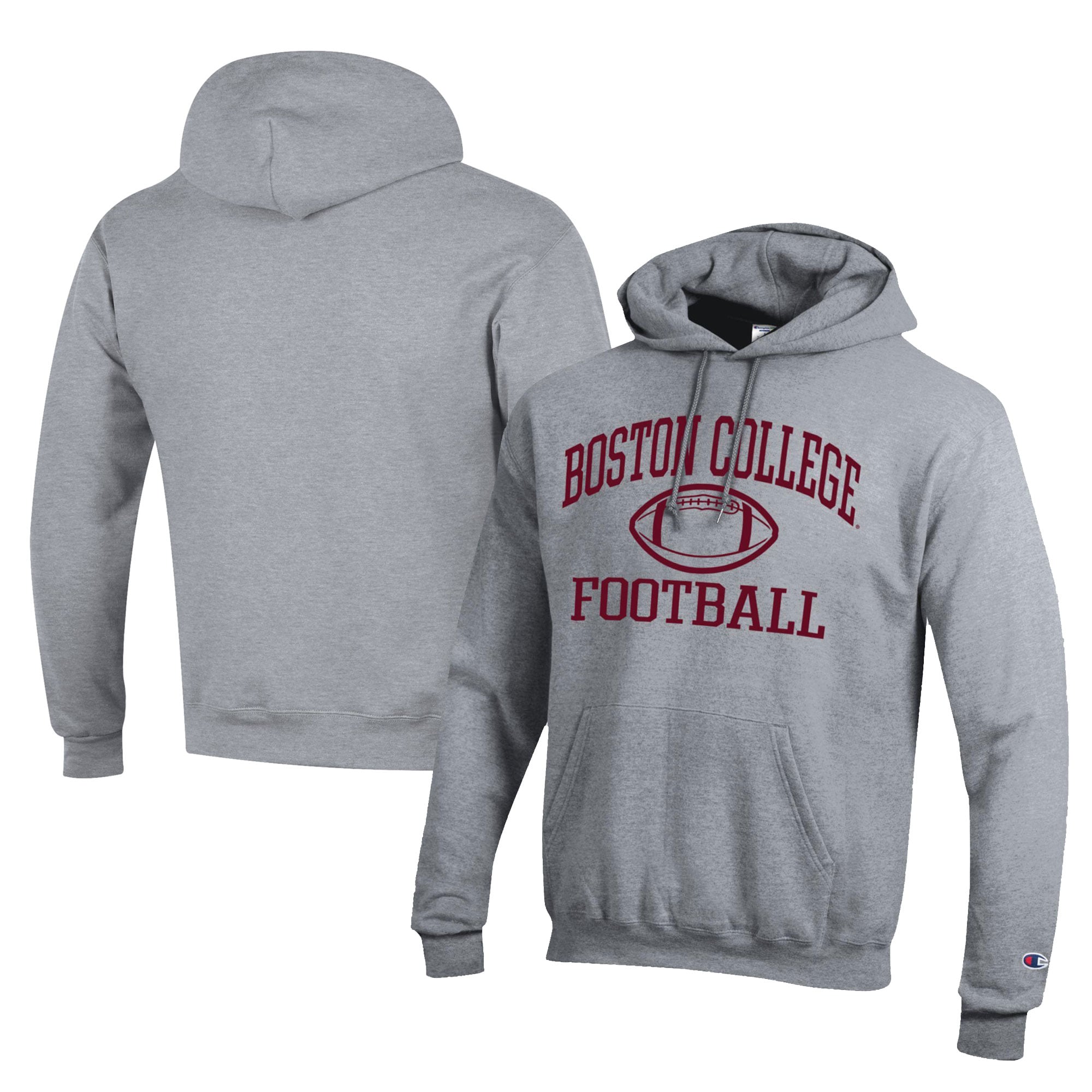 Men's Champion  Gray Boston College Eagles Football Eco Powerblend Pullover Hoodie