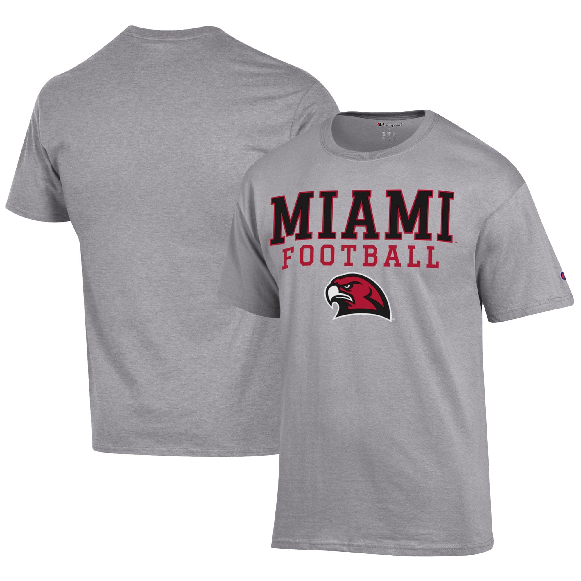 Men's Champion  Gray Miami University RedHawks Football Jersey T-Shirt