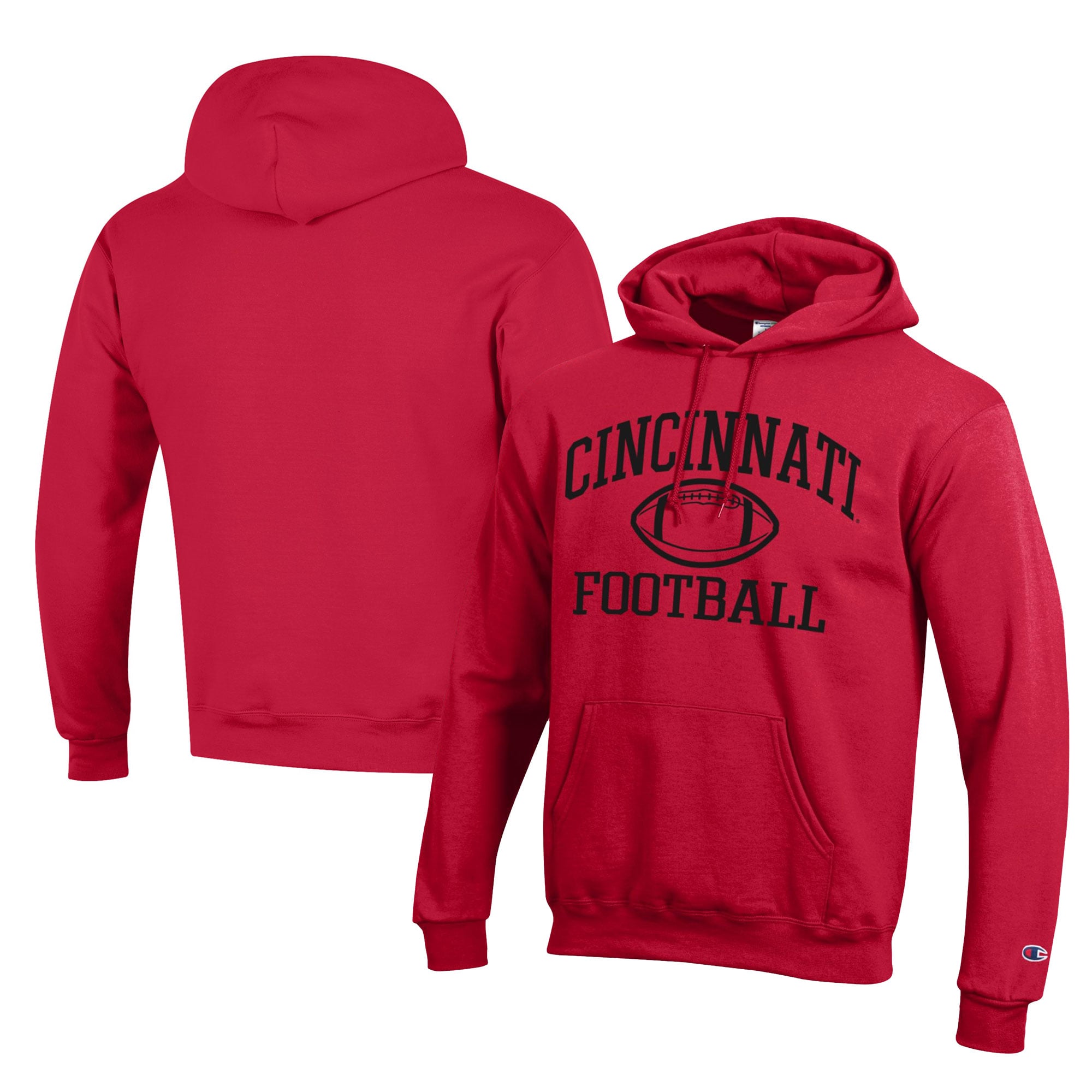 Men's Champion  Red Cincinnati Bearcats Football Eco Powerblend Pullover Hoodie