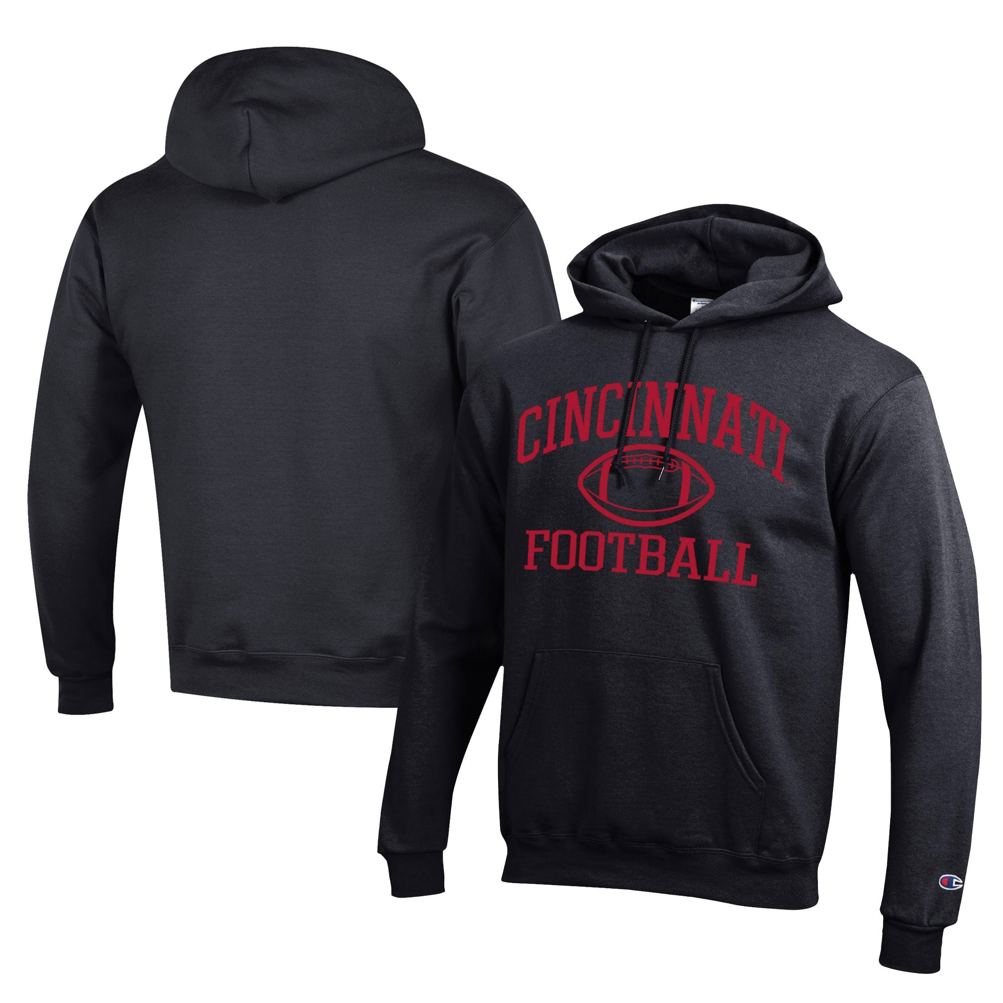 Men's Champion  Black Cincinnati Bearcats Football Eco Powerblend Pullover Hoodie