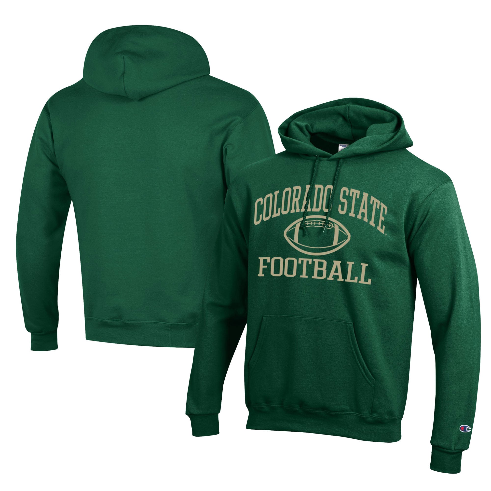 Men's Champion  Green Colorado State Rams Football Eco Powerblend Pullover Hoodie