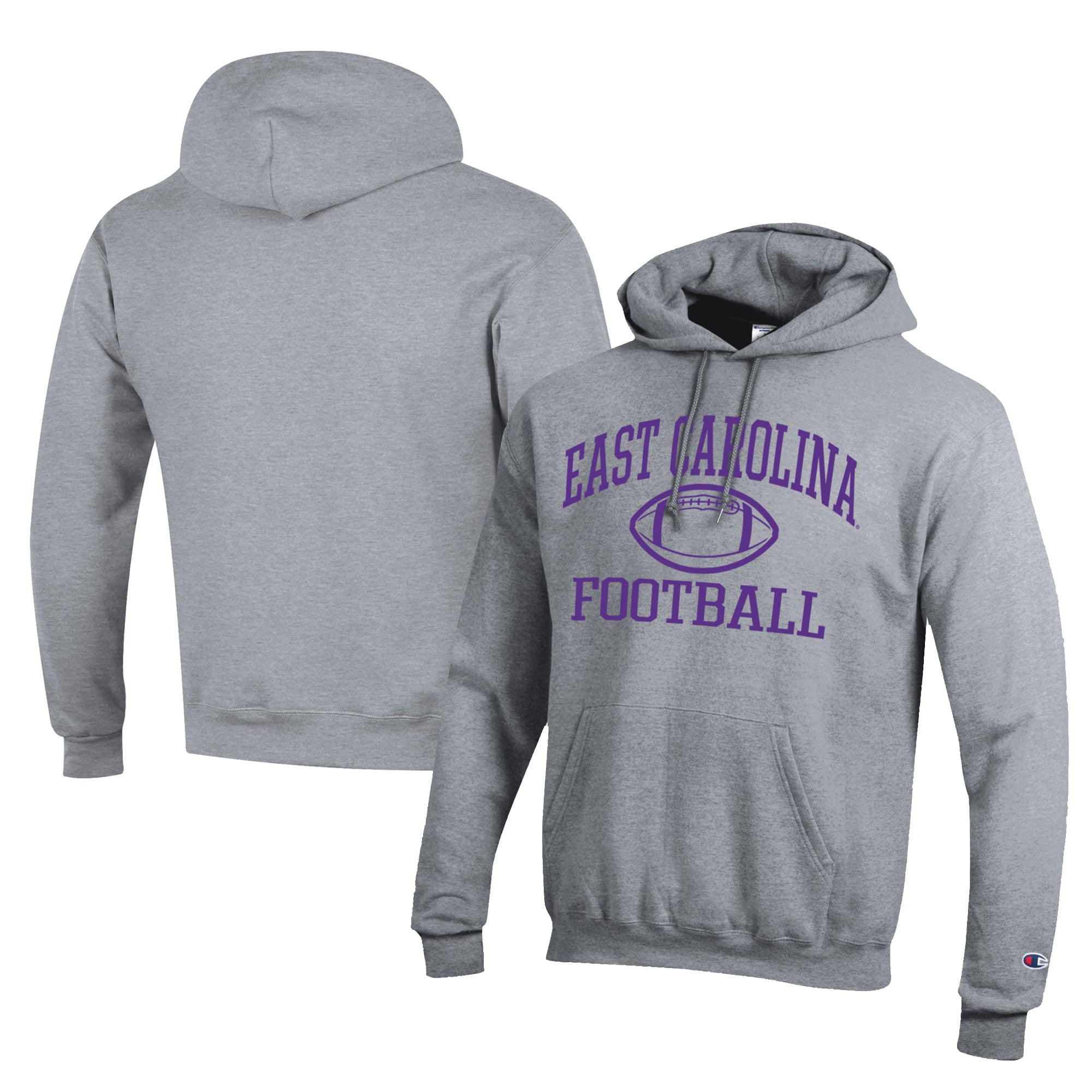 Men's Champion  Gray ECU Pirates Football Eco Powerblend Pullover Hoodie