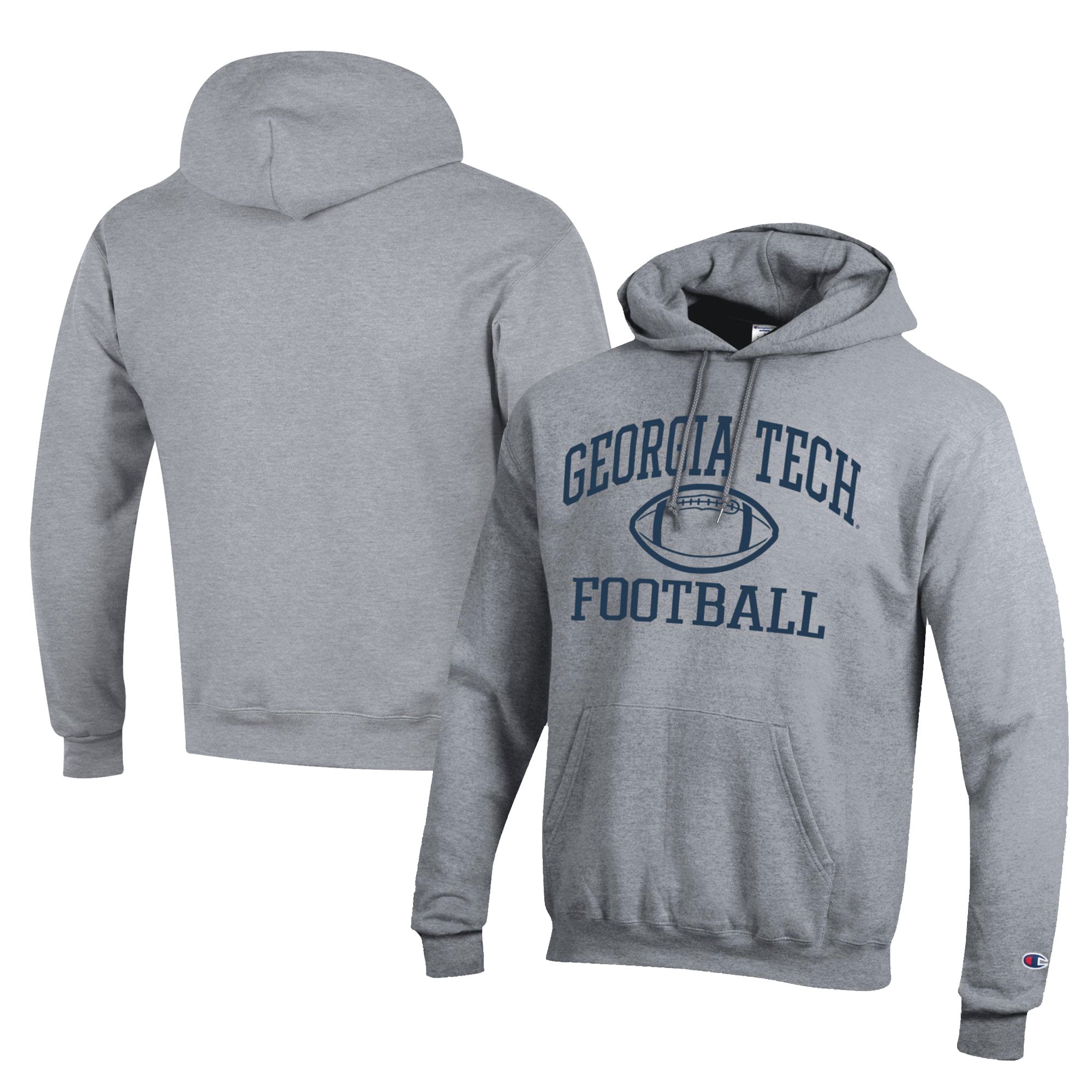 Men's Champion  Gray Georgia Tech Yellow Jackets Football Eco Powerblend Pullover Hoodie