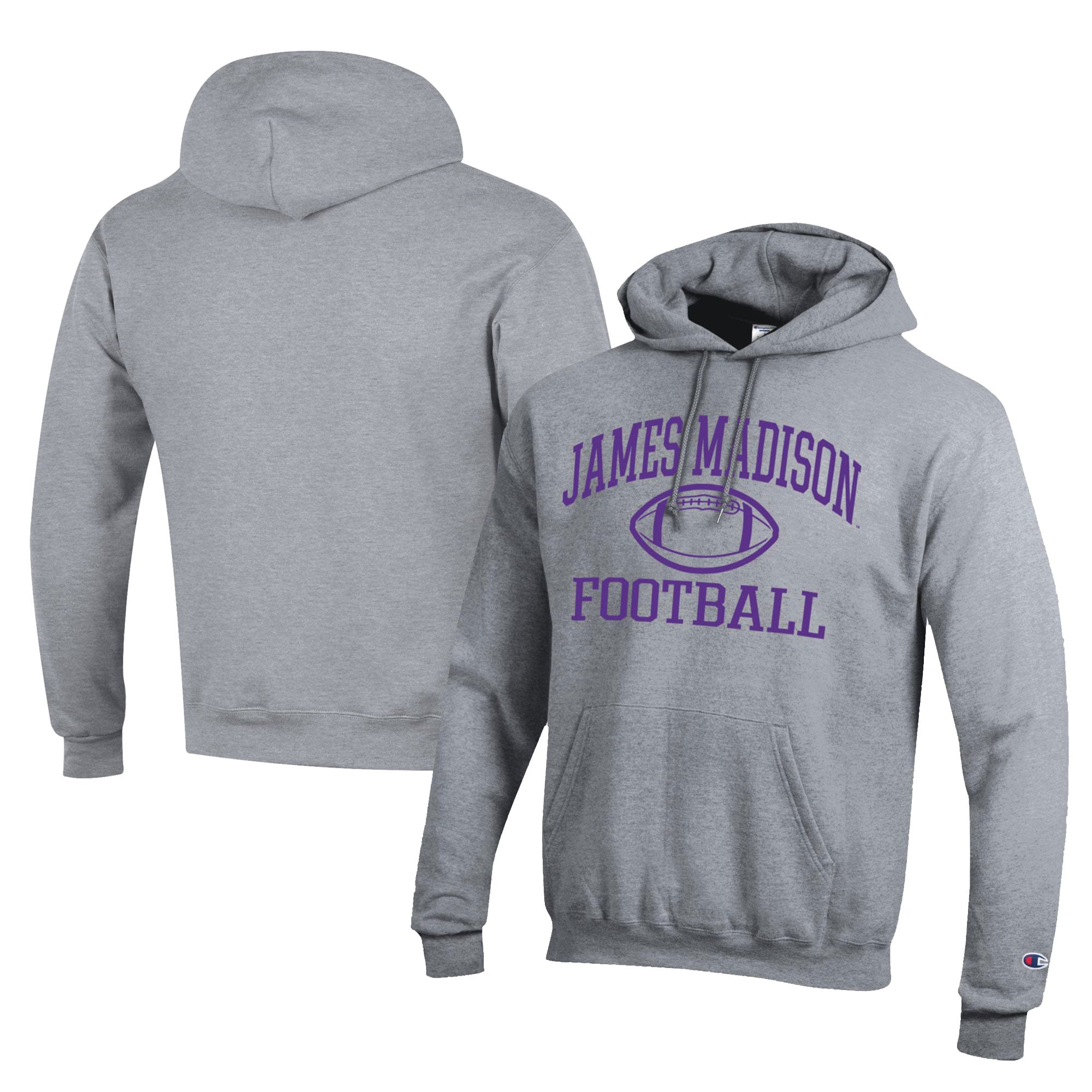 Men's Champion  Gray James Madison Dukes Football Eco Powerblend Pullover Hoodie
