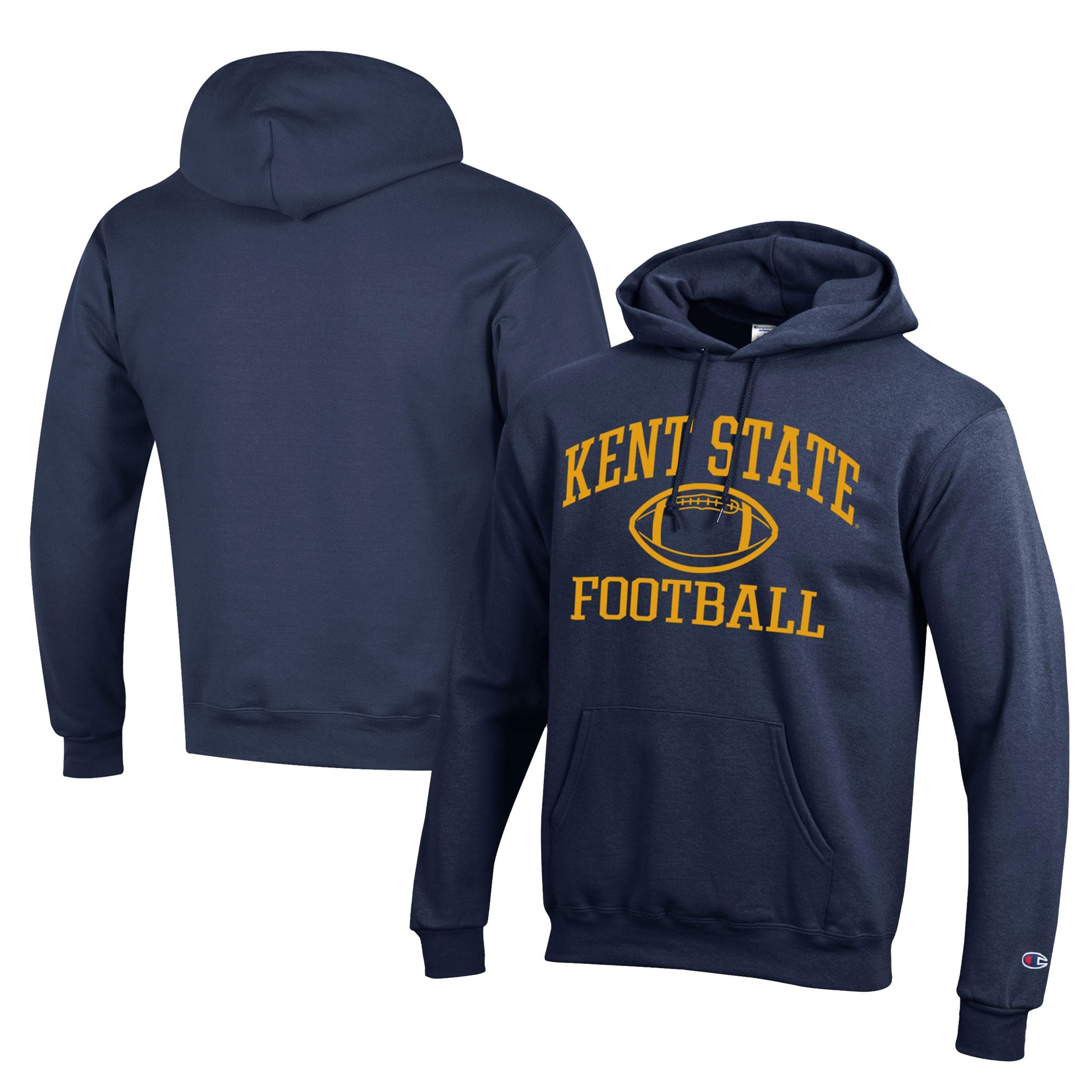 Men's Champion  Navy Kent State Golden Flashes Football Eco Powerblend Pullover Hoodie