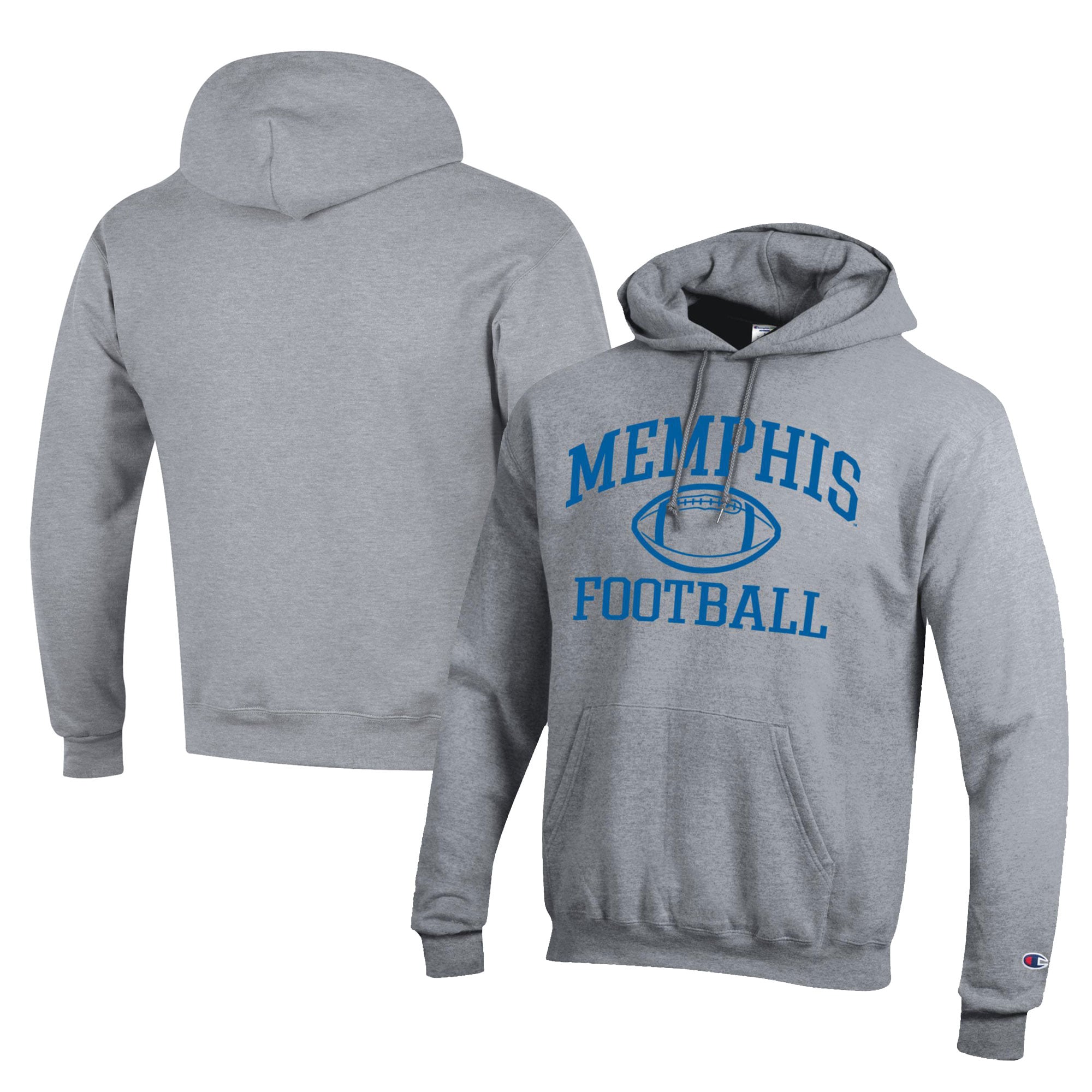 Men's Champion  Gray Memphis Tigers Football Eco Powerblend Pullover Hoodie