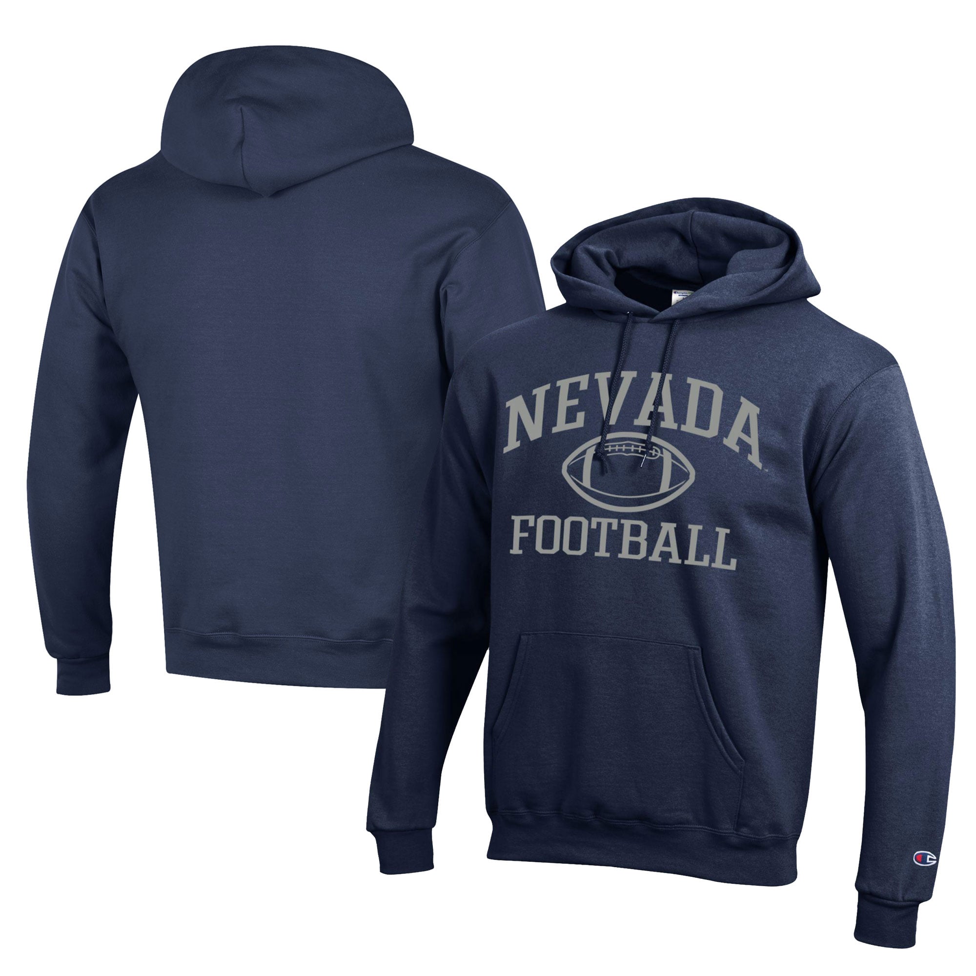 Men's Champion  Navy Nevada Wolf Pack Football Eco Powerblend Pullover Hoodie