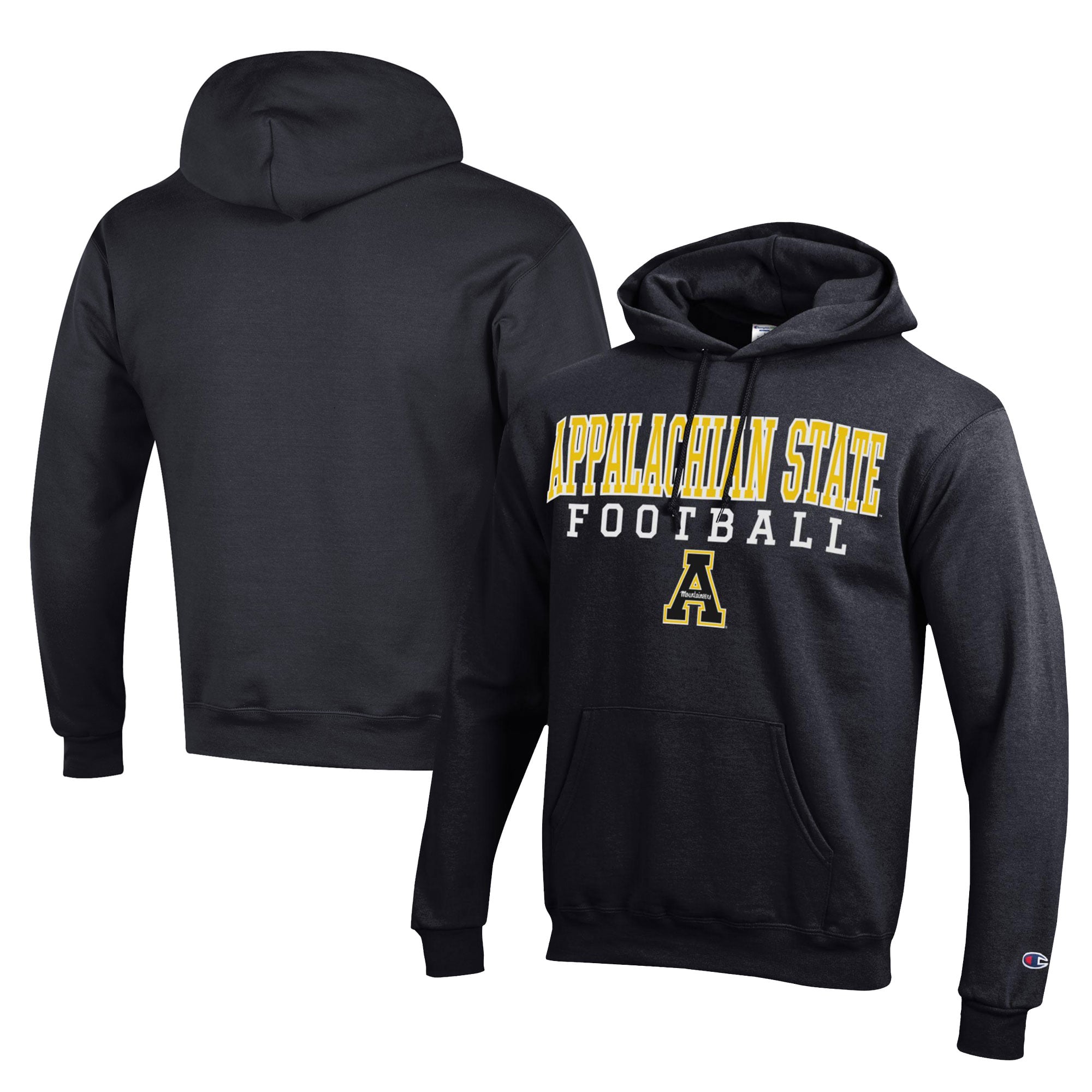 Men's Champion  Black Appalachian State Mountaineers Football Eco Powerblend Pullover Hoodie