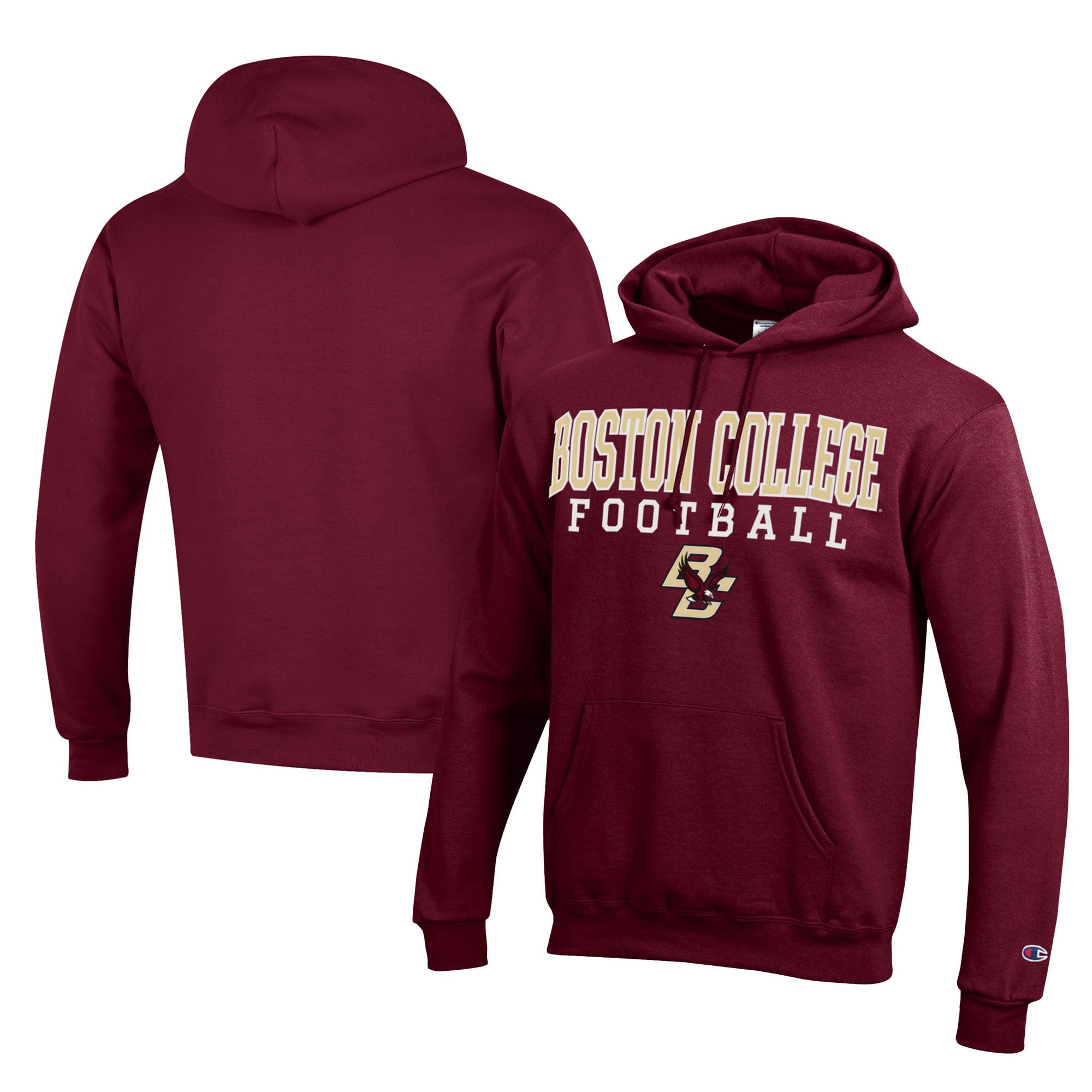 Men's Champion  Maroon Boston College Eagles Football Eco Powerblend Pullover Hoodie