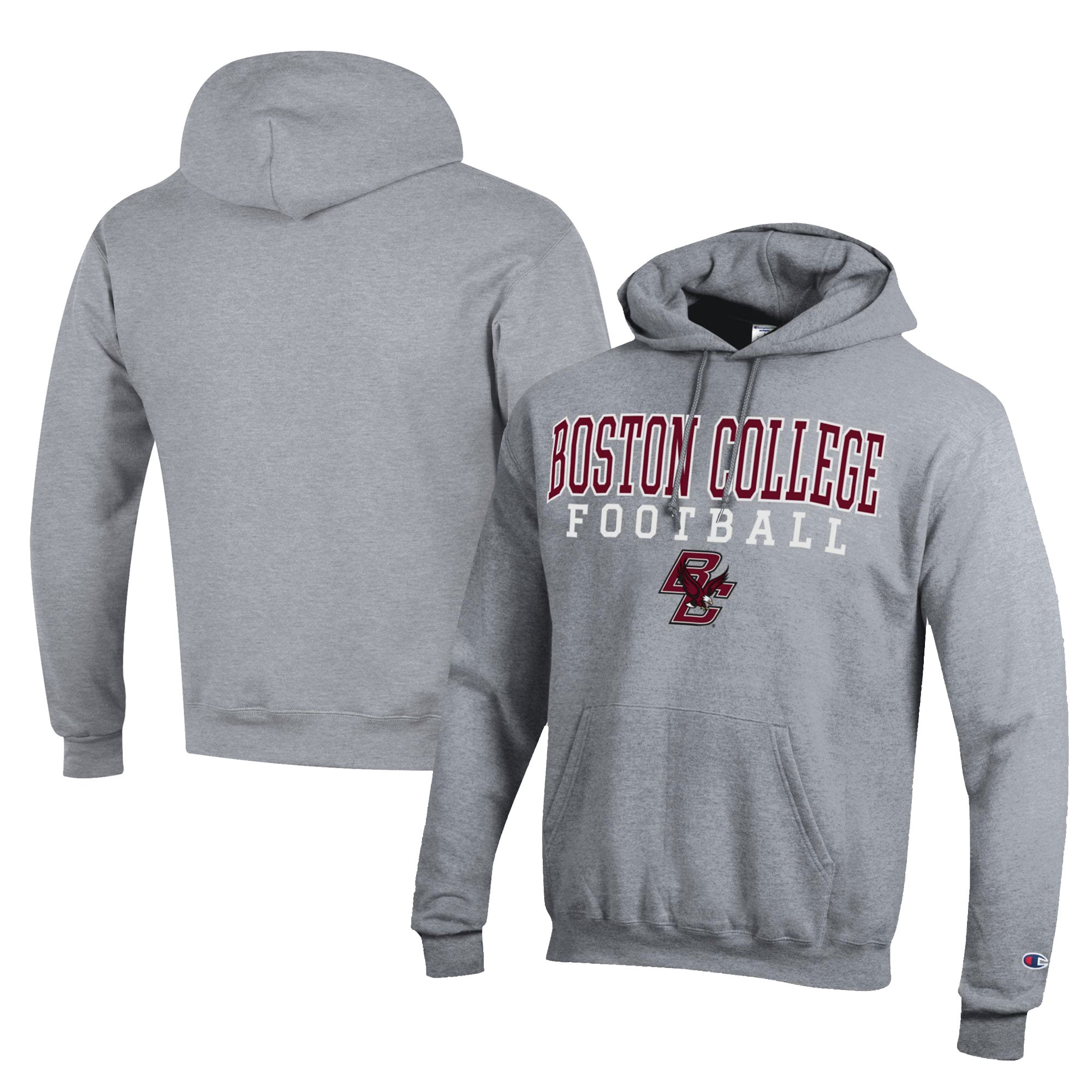 Men's Champion  Gray Boston College Eagles Football Eco Powerblend Pullover Hoodie