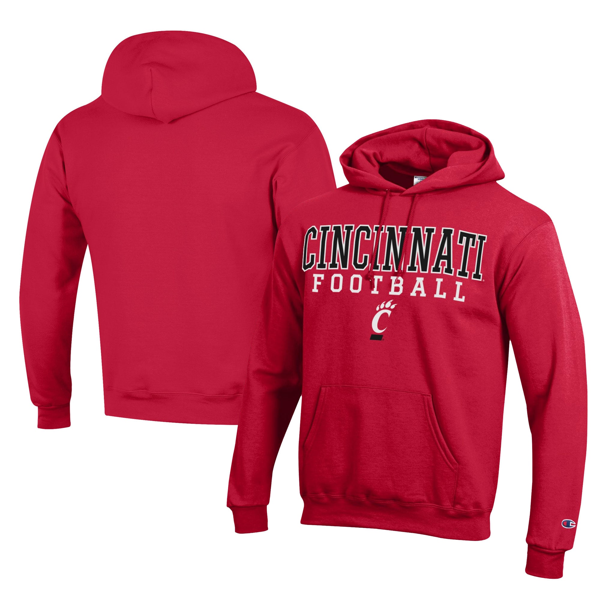 Men's Champion  Red Cincinnati Bearcats Football Eco Powerblend Pullover Hoodie