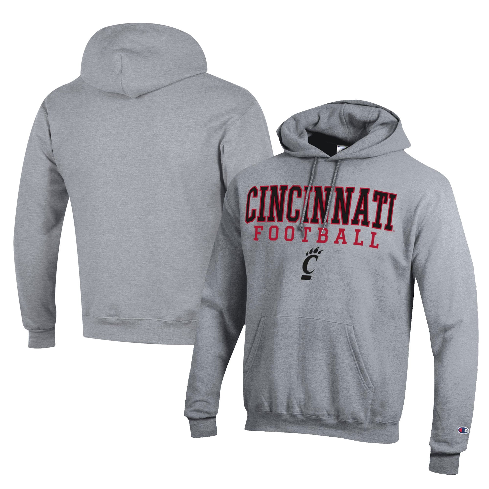 Men's Champion  Gray Cincinnati Bearcats Football Eco Powerblend Pullover Hoodie