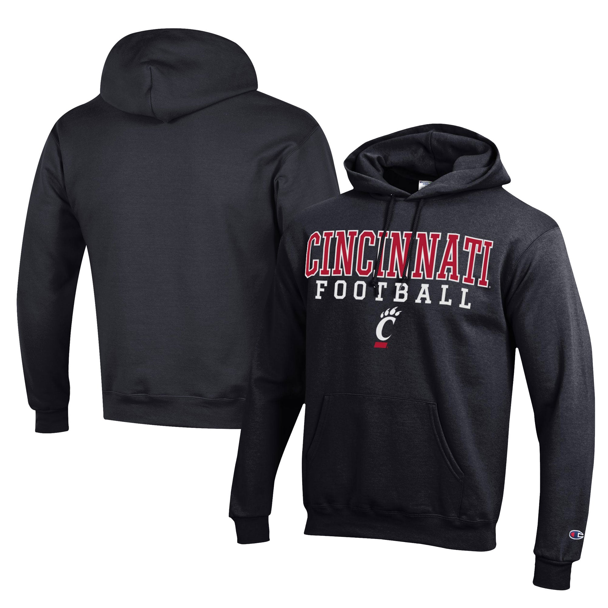 Men's Champion  Black Cincinnati Bearcats Football Eco Powerblend Pullover Hoodie