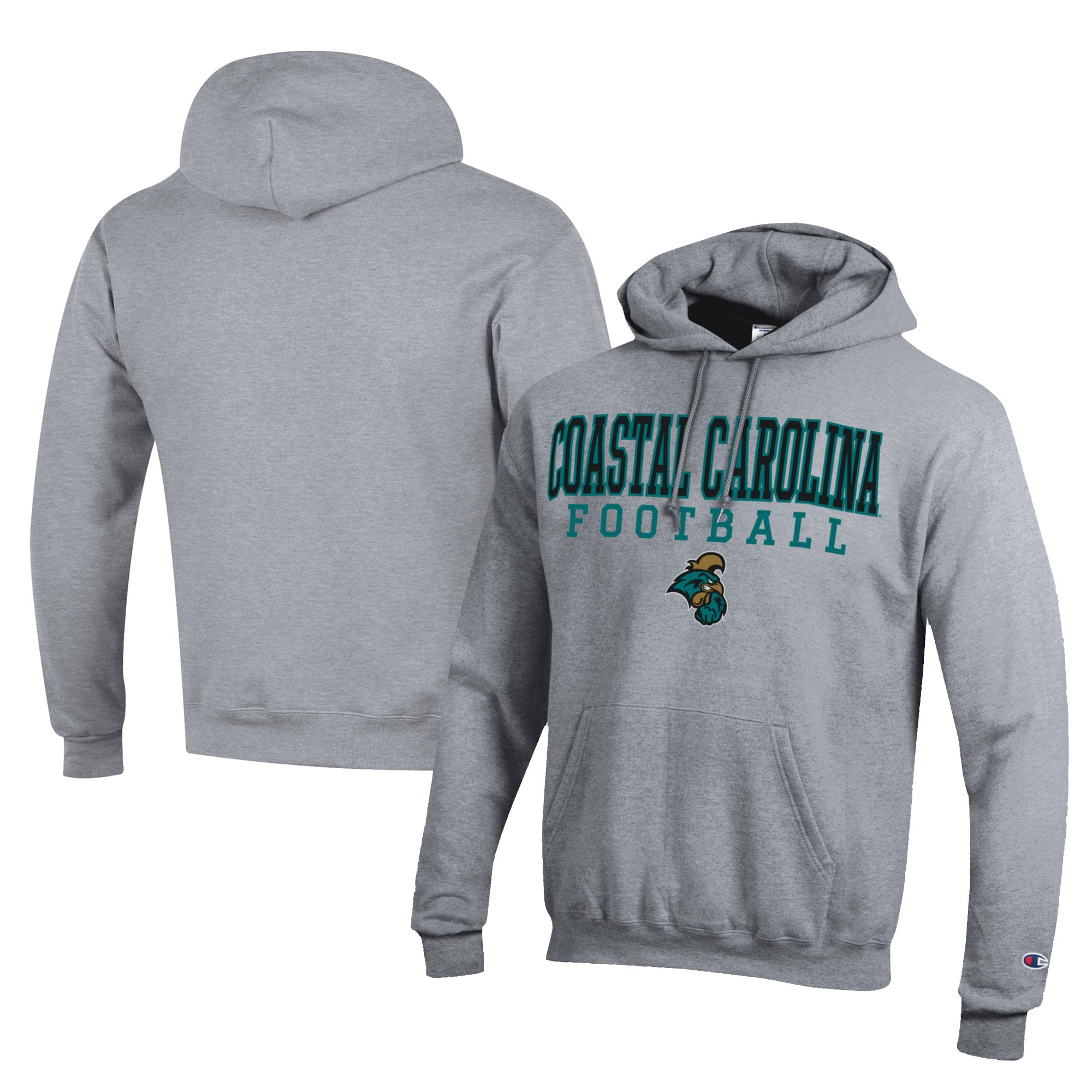 Men's Champion  Gray Coastal Carolina Chanticleers Football Eco Powerblend Pullover Hoodie