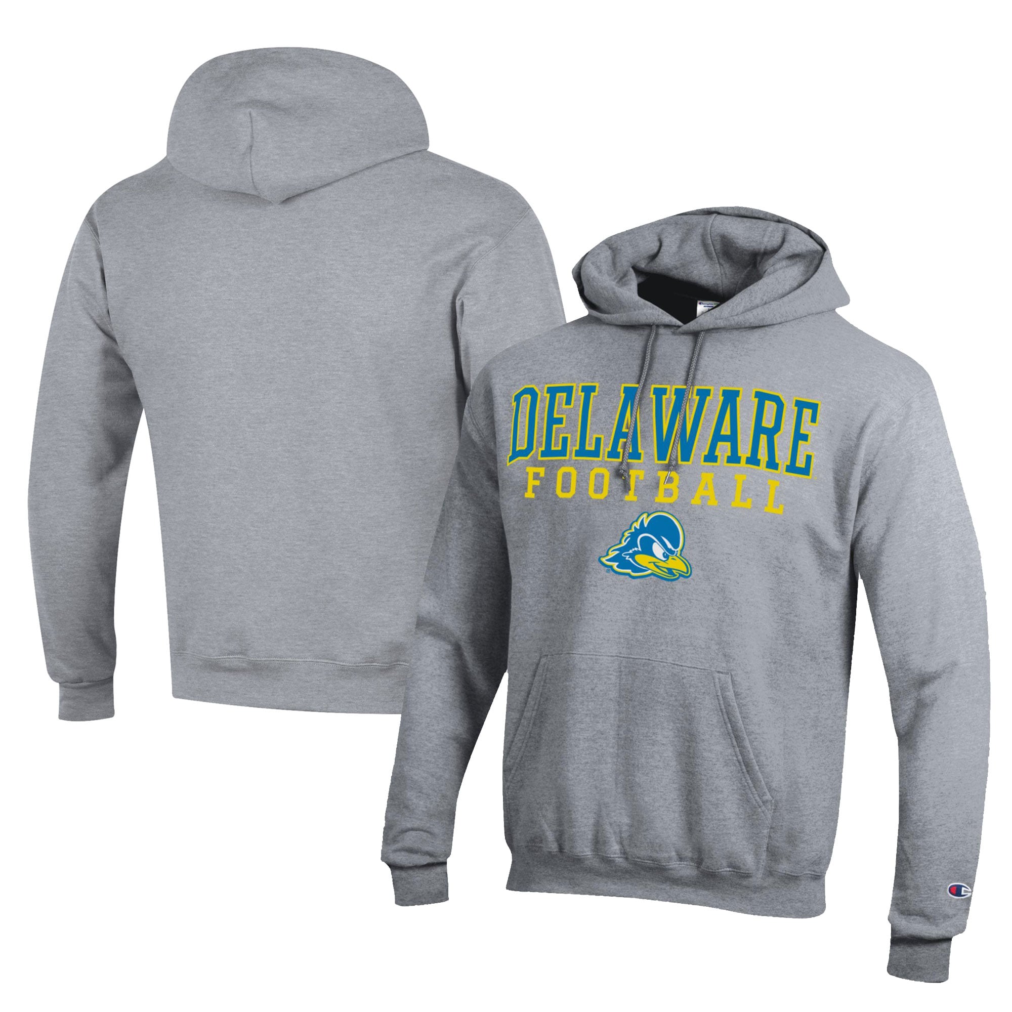 Men's Champion  Gray Delaware Fightin' Blue Hens Football Eco Powerblend Pullover Hoodie