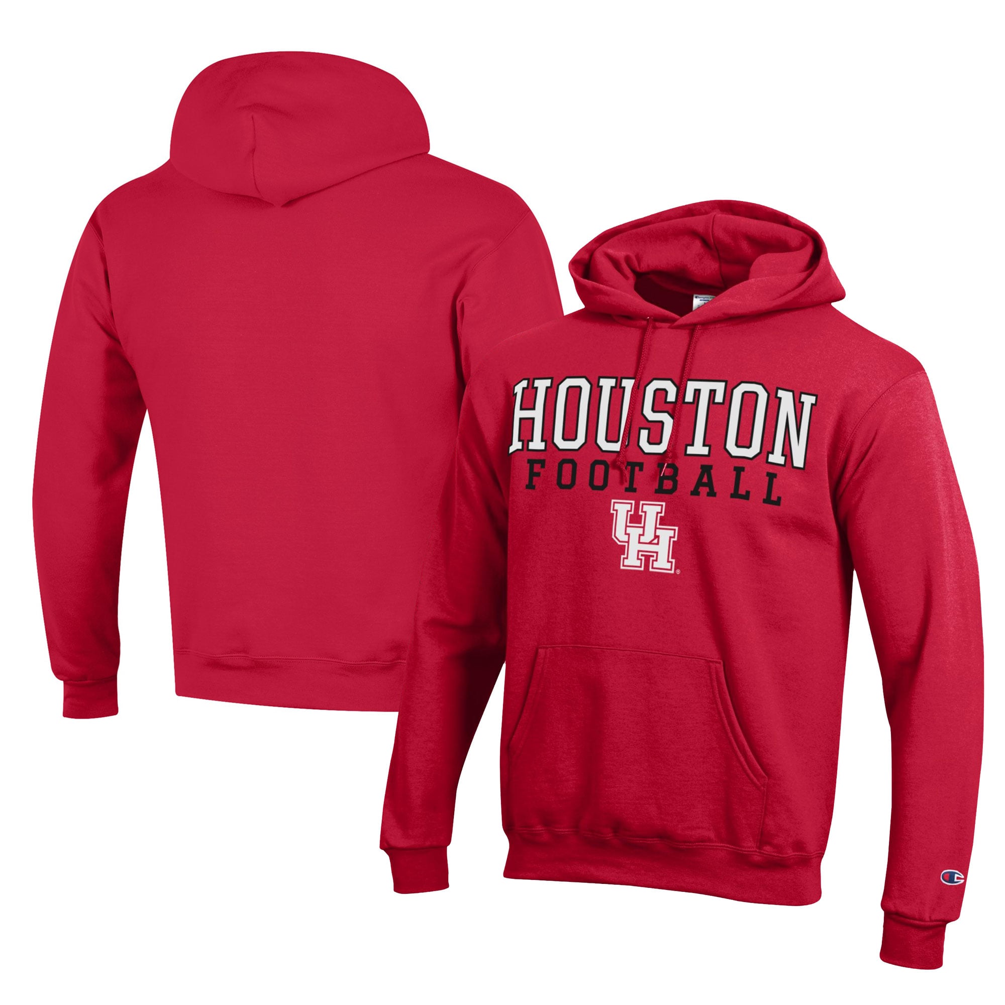 Men's Champion  Red Houston Cougars Football Eco Powerblend Pullover Hoodie