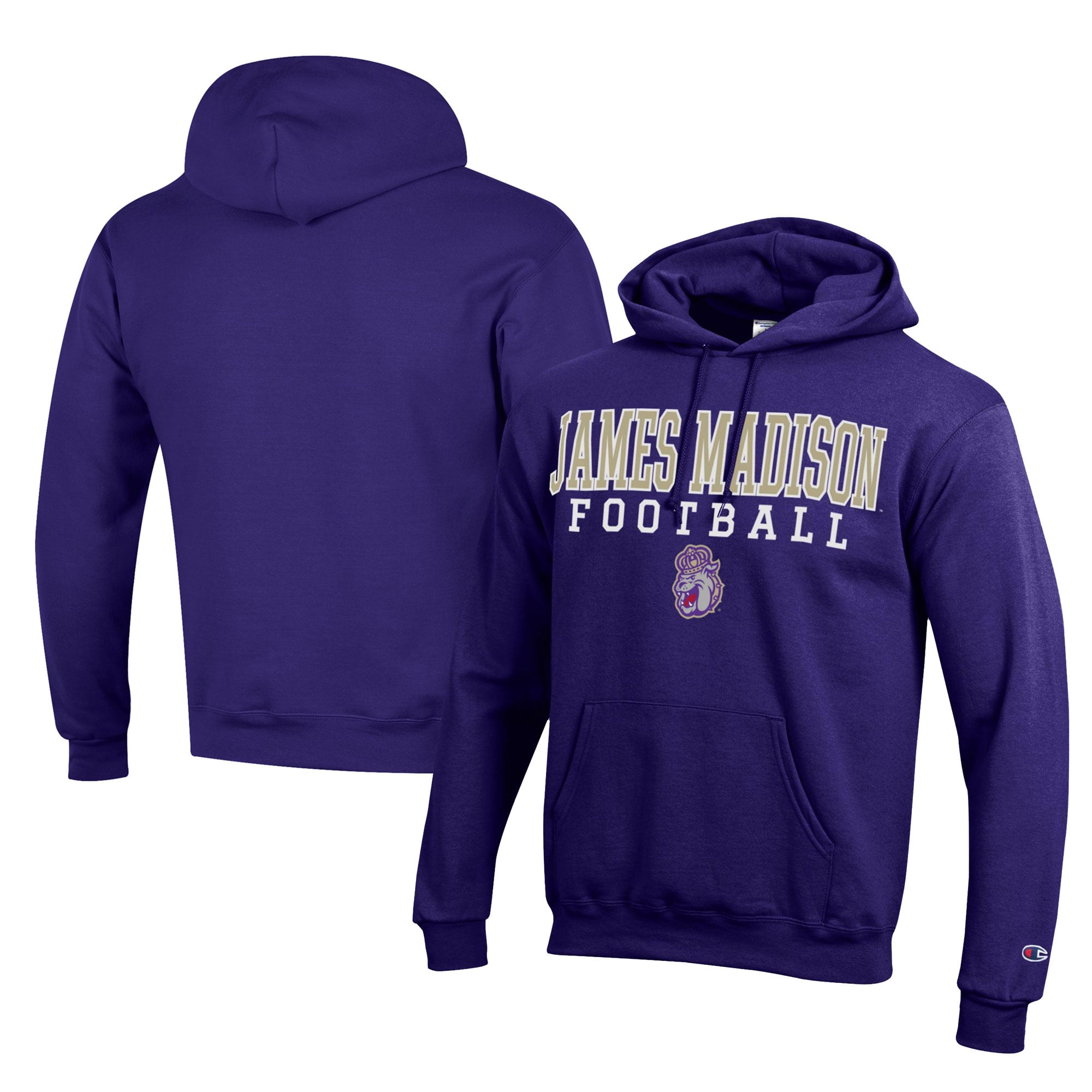 Men's Champion  Purple James Madison Dukes Football Eco Powerblend Pullover Hoodie