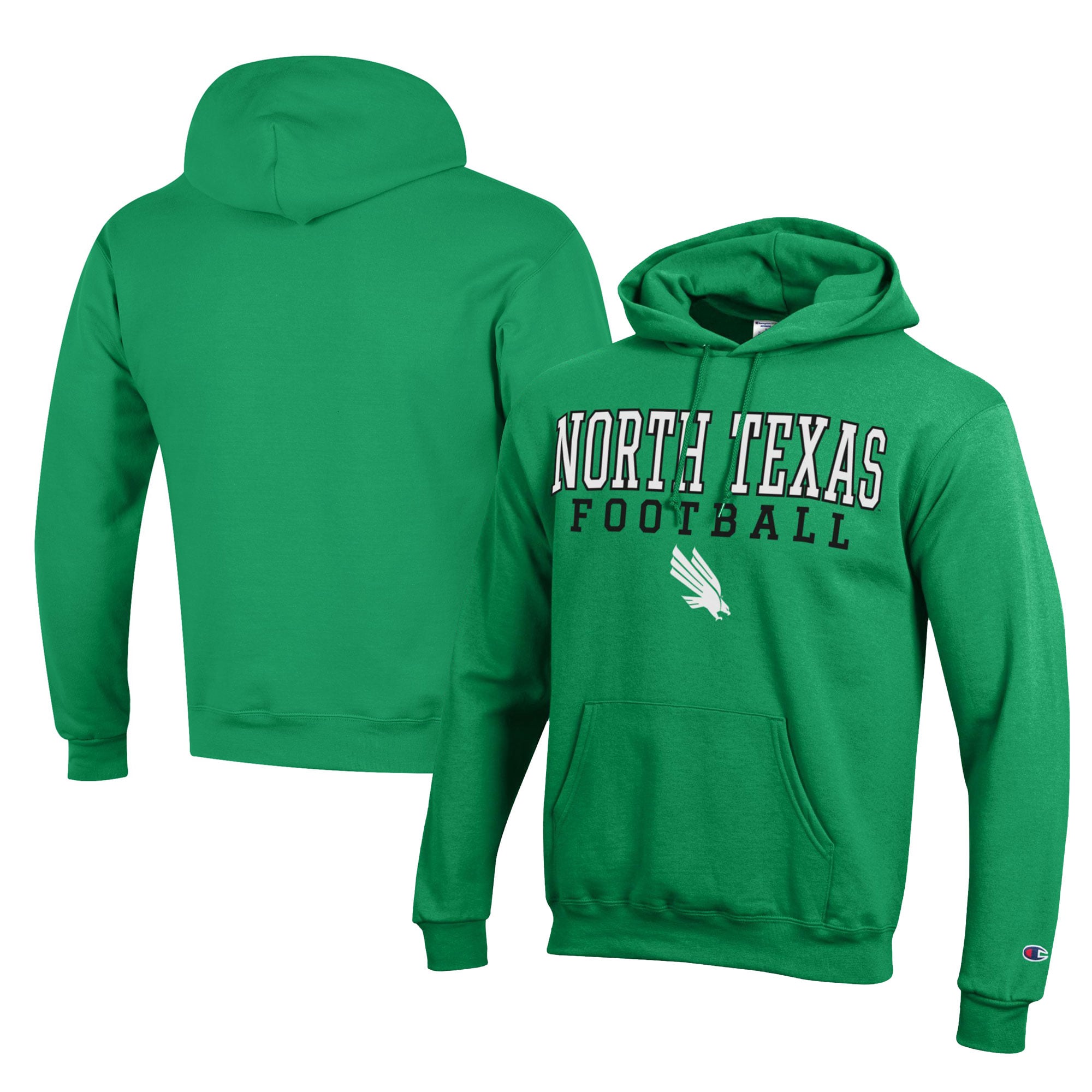 Men's Champion Kelly Green North Texas Mean Green Football Eco Powerblend Pullover Hoodie