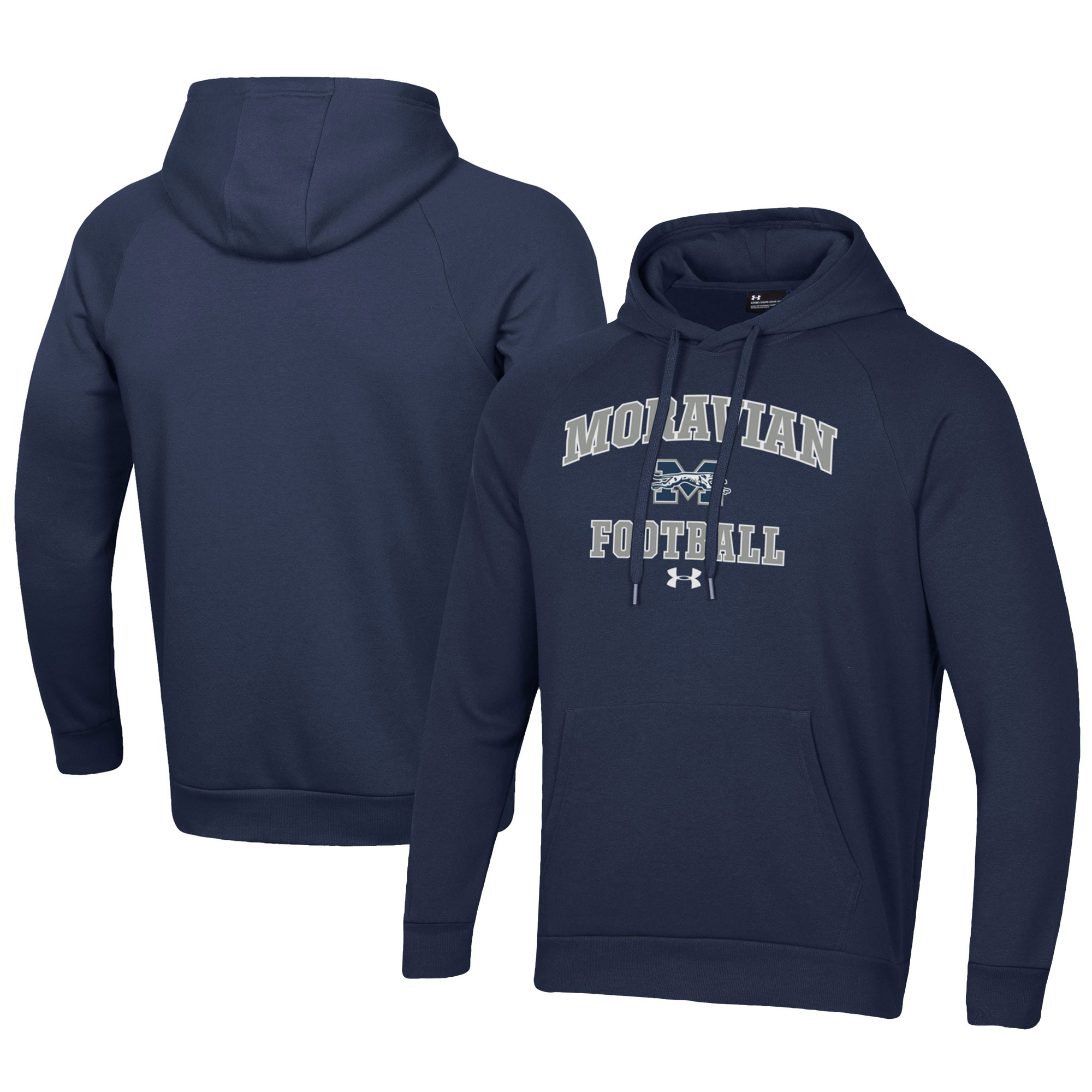 Men's Under Armour  Blue Moravian Greyhounds Football All Day Fleece Pullover Hoodie